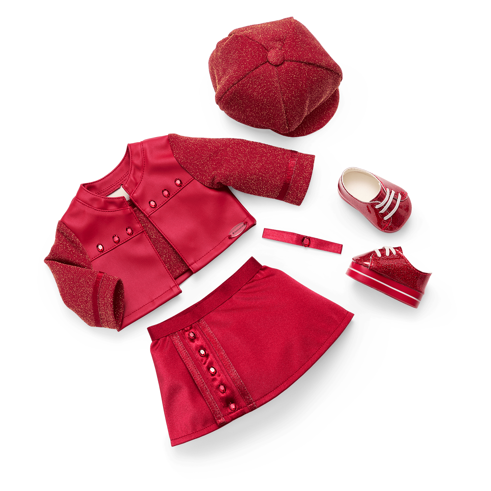 Garnet Outfit for 18-inch Dolls with Gemstone Details