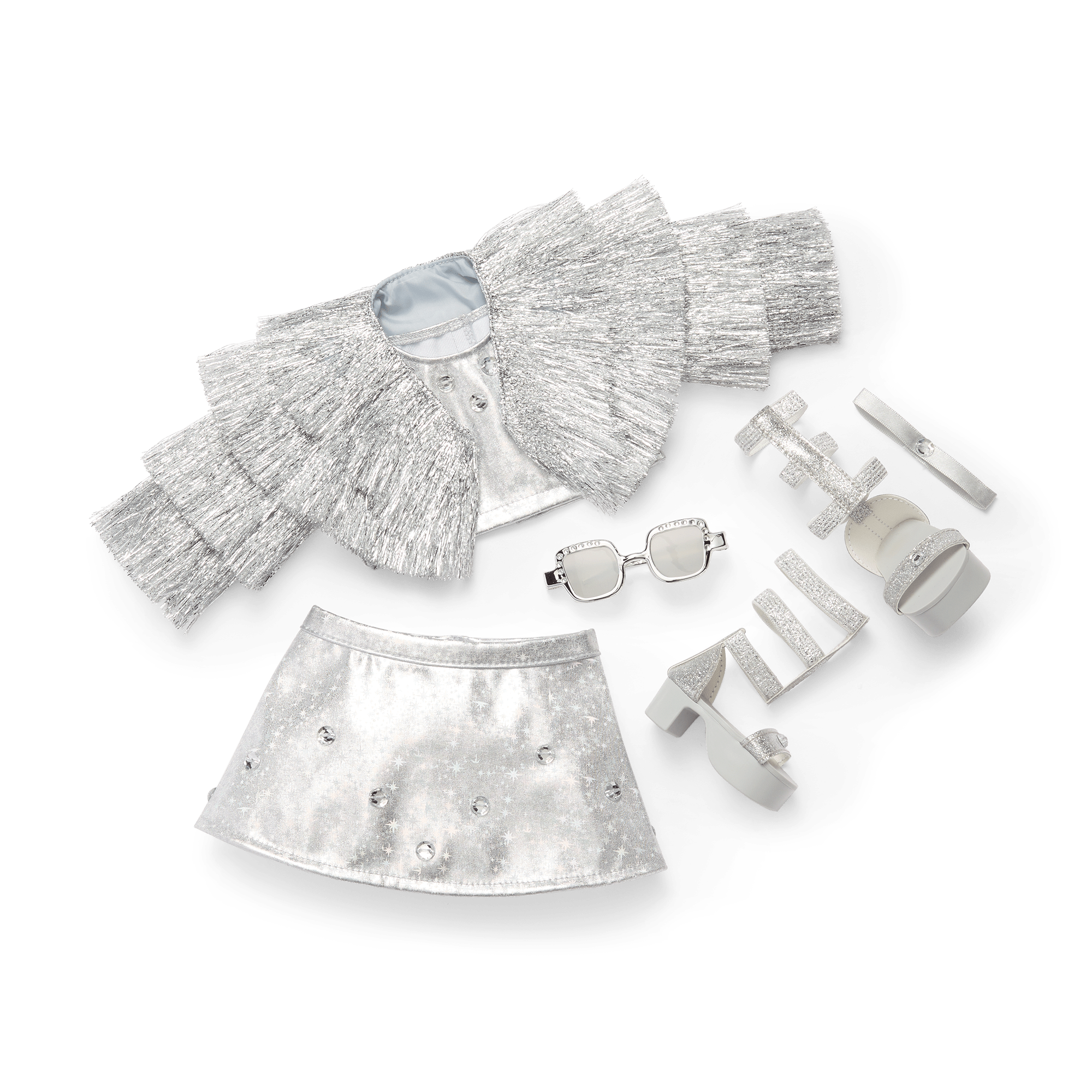 18-inch Doll Diamond Outfit Set with Silver Glitter & Gems