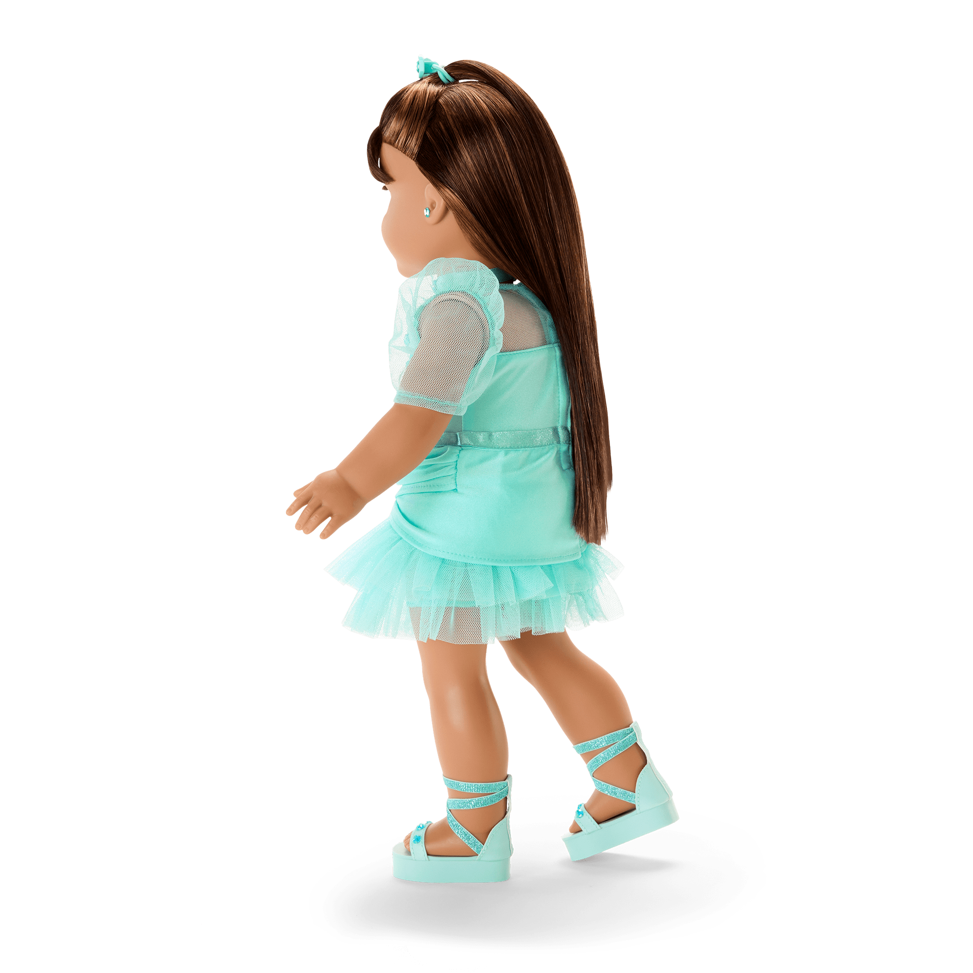 Aquamarine Doll Dress Outfit for 18-inch Dolls with Gemstones