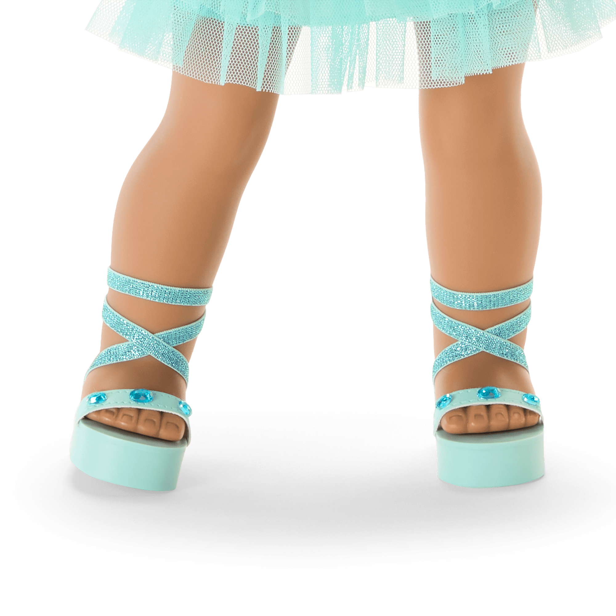 Aquamarine Doll Dress Outfit for 18-inch Dolls with Gemstones