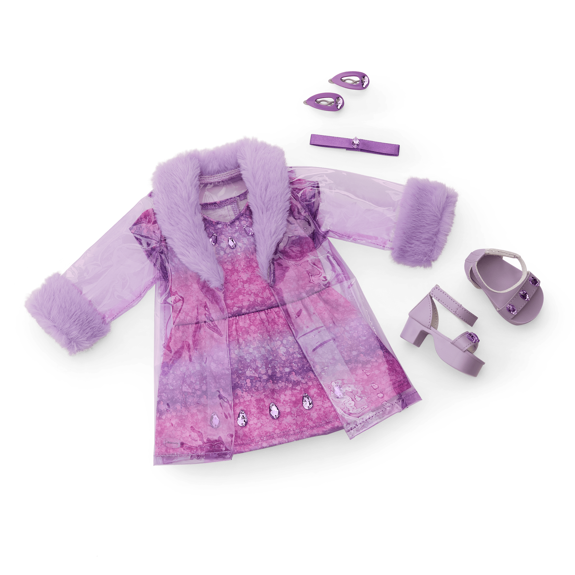 Amethyst Outfit for 18-inch Dolls with Gemstone Details