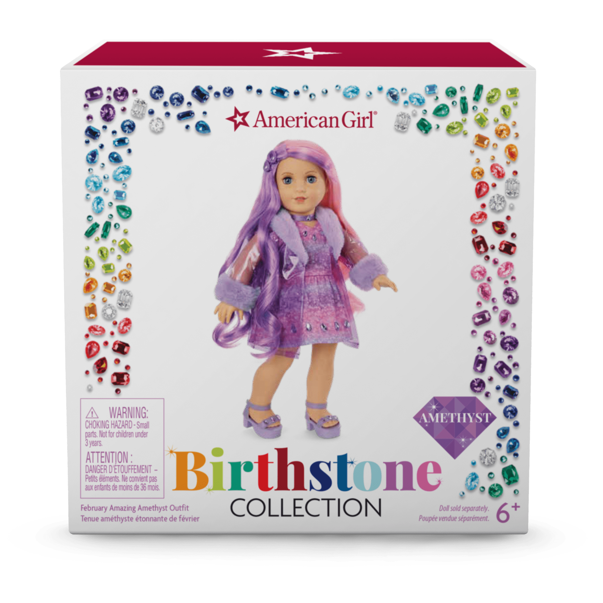 Amethyst Outfit for 18-inch Dolls with Gemstone Details