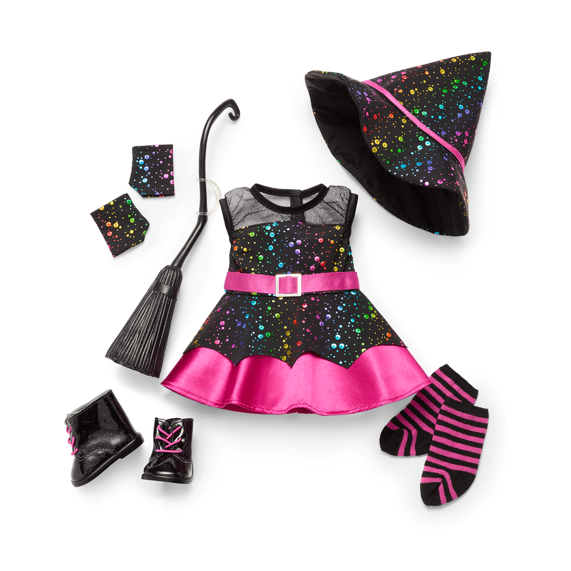 18-inch Doll Witch Costume with Hat, Gloves & Broom