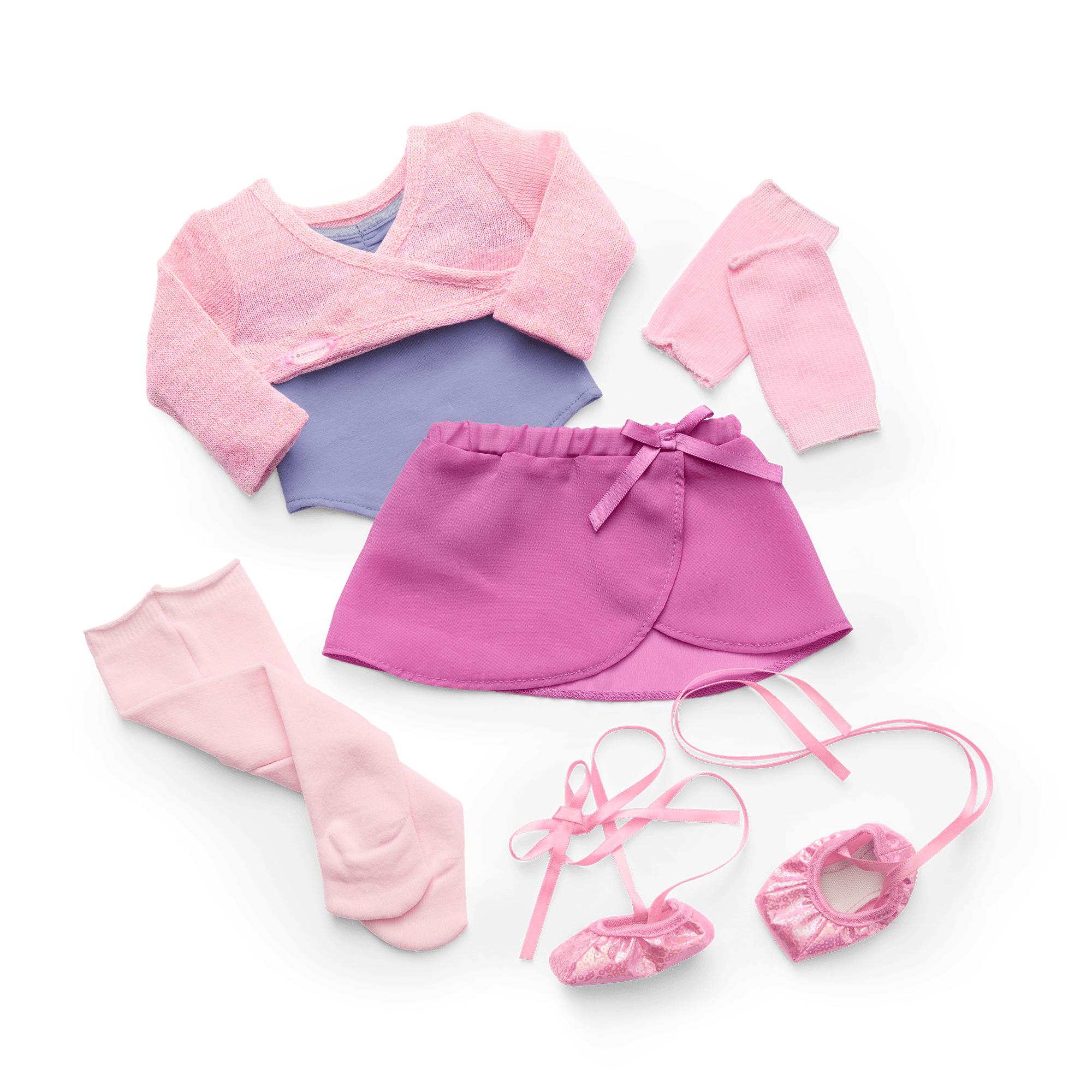 Ballet Practice Outfit for 18-inch Dolls - Pink & Lavender Set