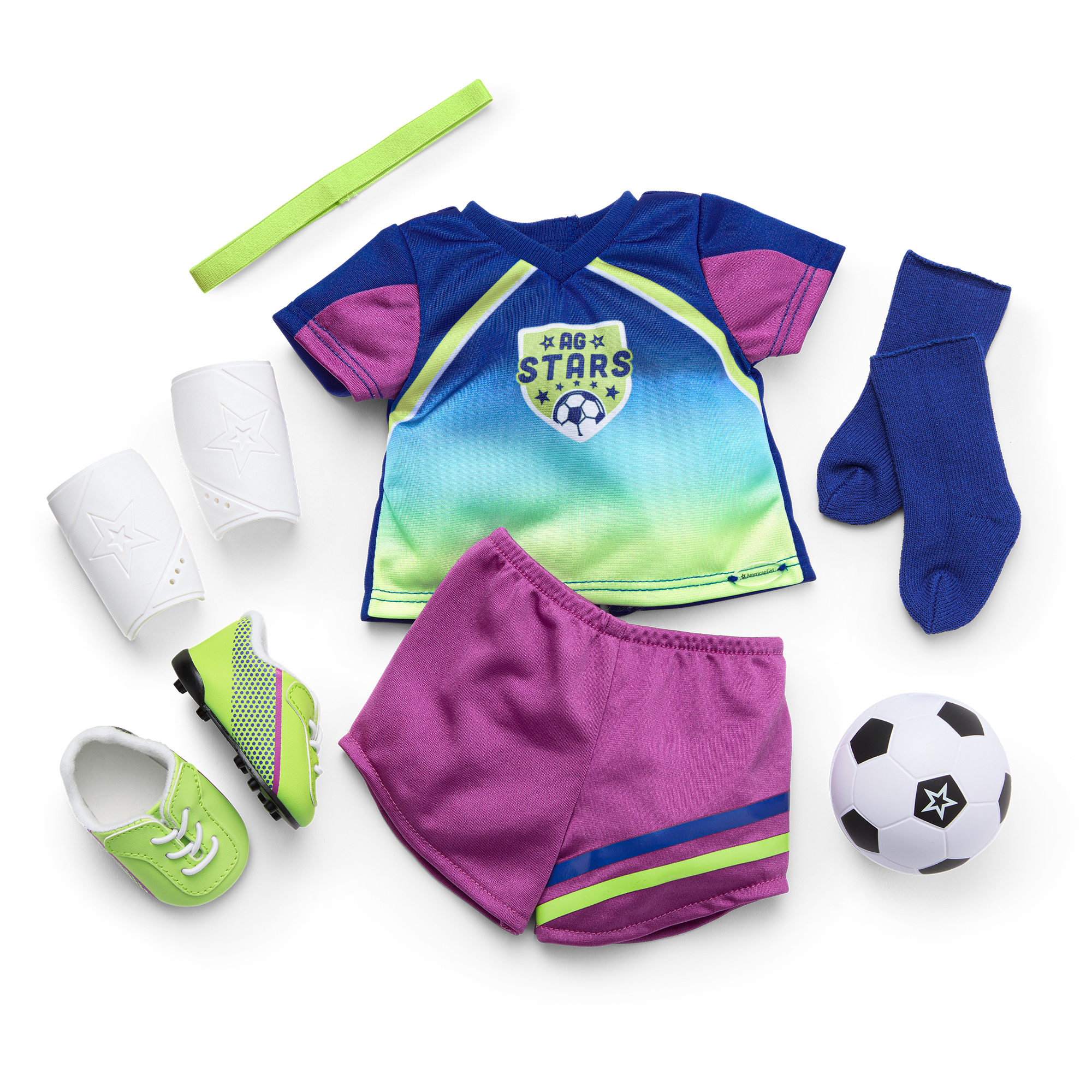 Soccer Uniform Outfit for 18-Inch Dolls with Cleats & Ball