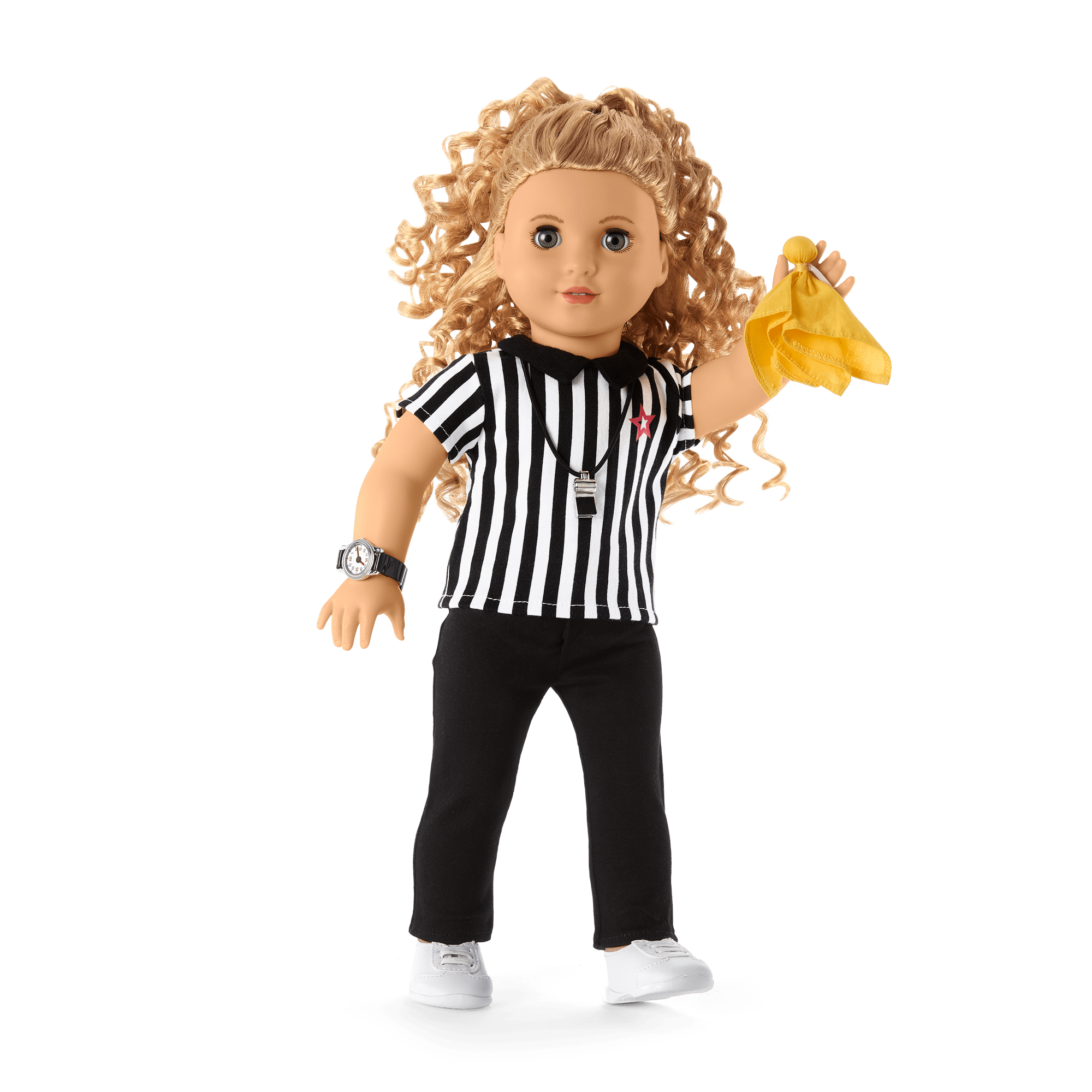 Referee Costume for 18-Inch Dolls with Whistle & Flag