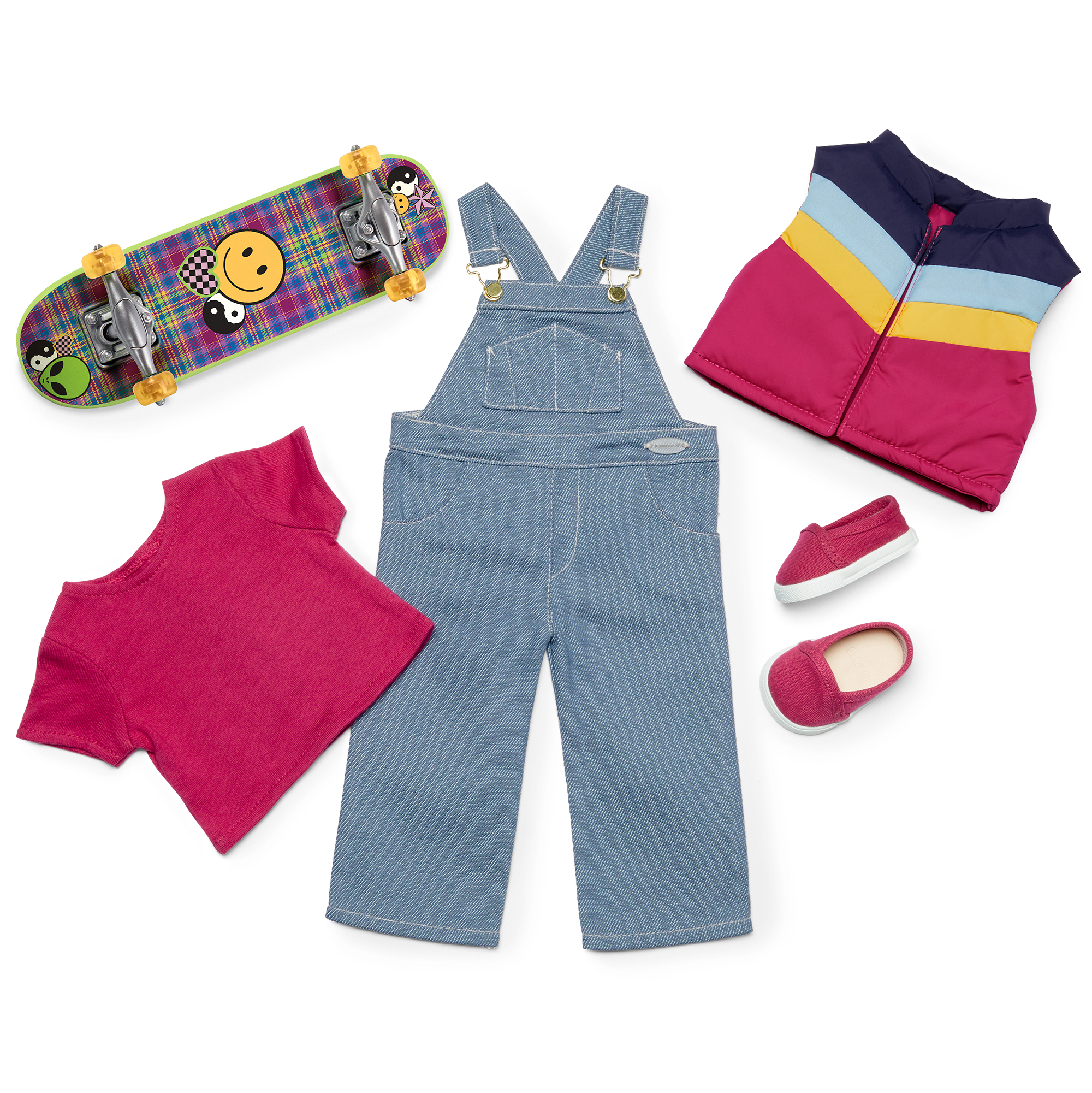Nicki’s Skateboard Outfit for 18-inch Dolls with Movable Wheels
