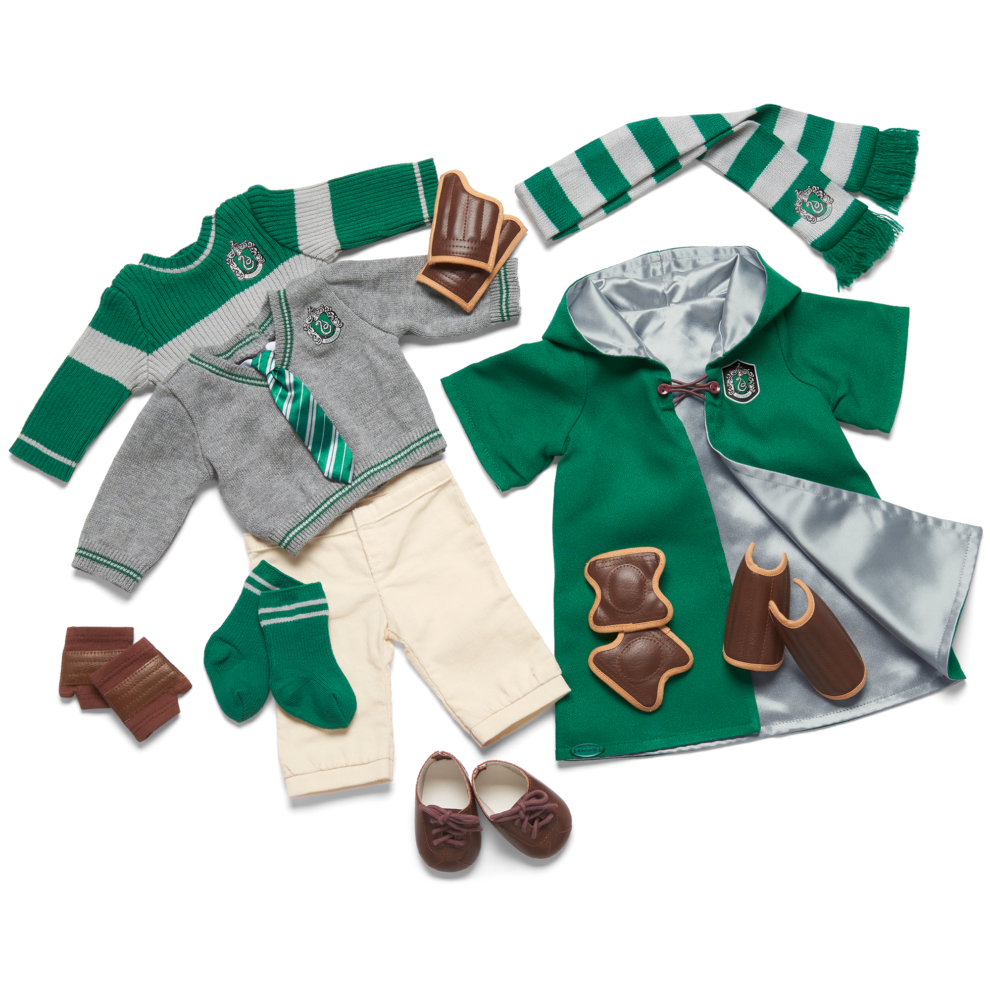American Girl Slytherin Doll Bundle - Hogwarts Outfit & Quidditch Uniform