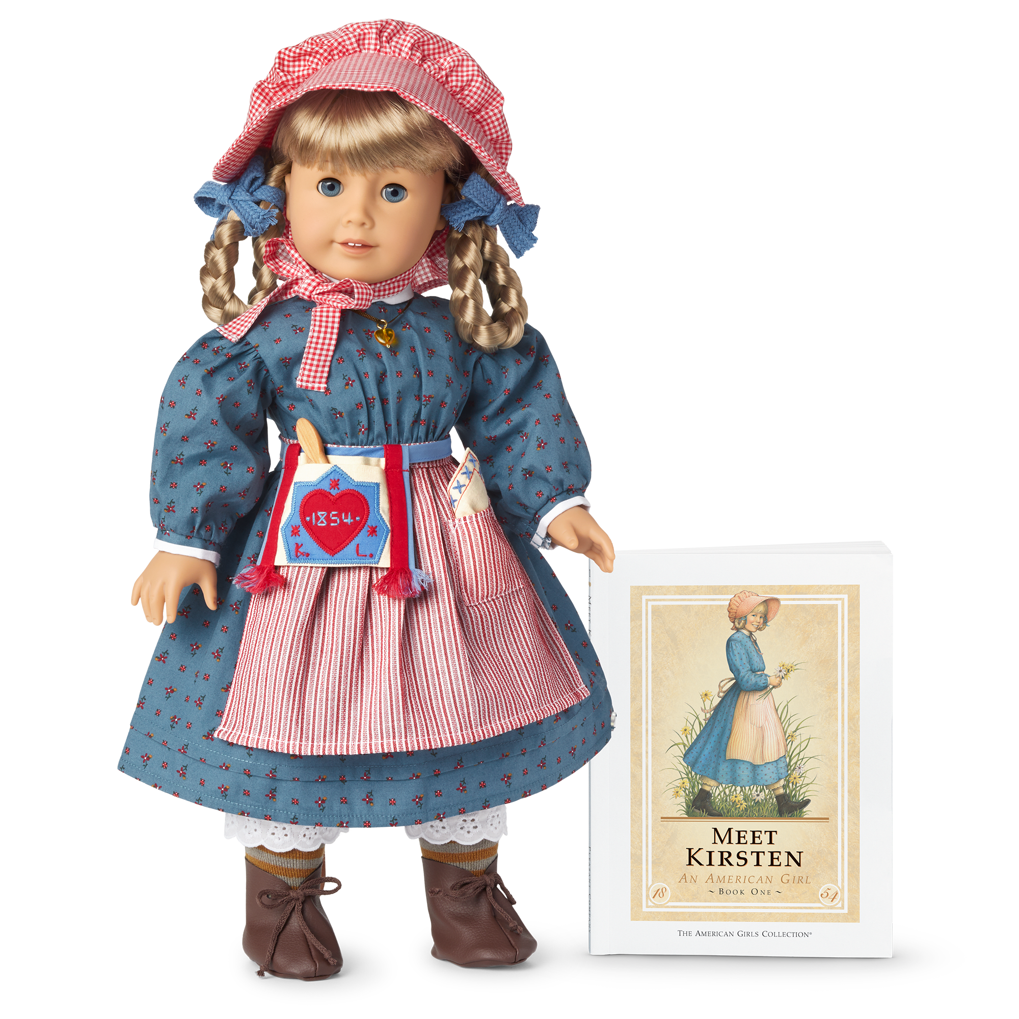 American Girl Kirsten Larson 18" Historical Doll with Book & Outfit