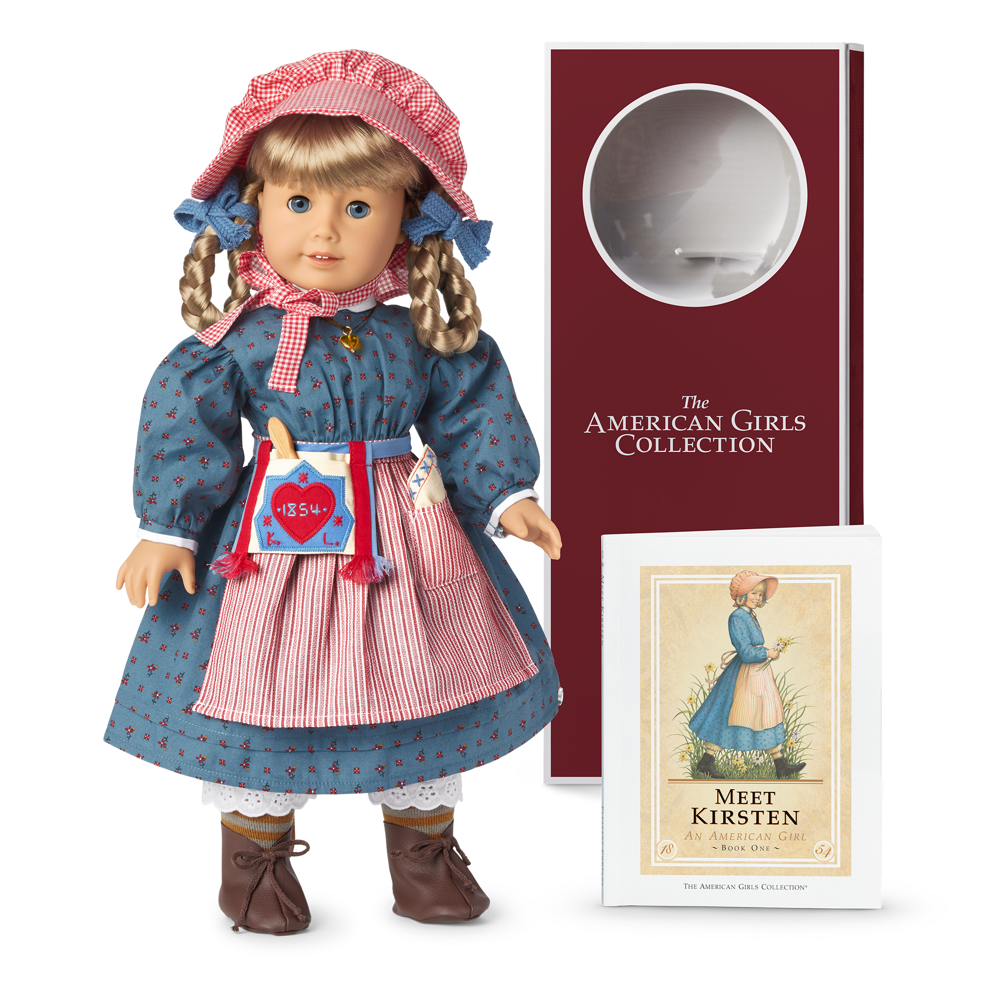 American Girl Kirsten Larson 18" Historical Doll with Book & Outfit