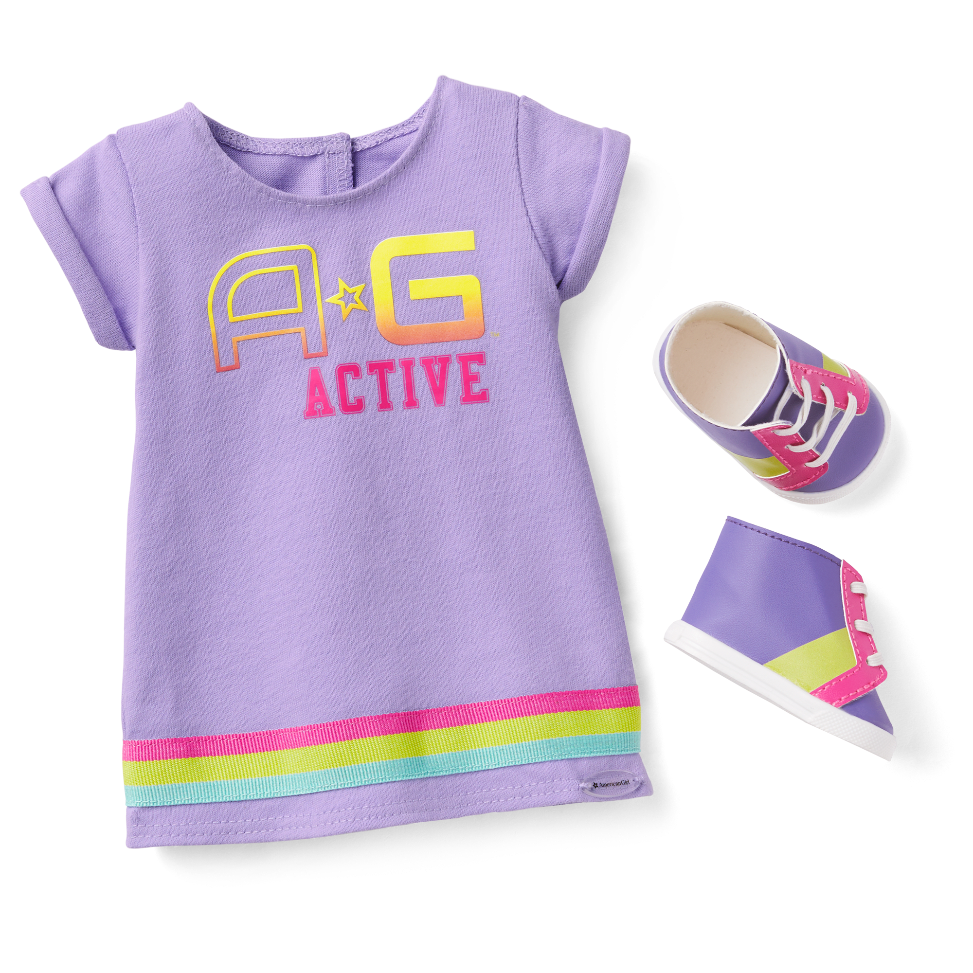 18-Inch Doll Sporty Outfit - AG Active T-Shirt Dress & Sneakers