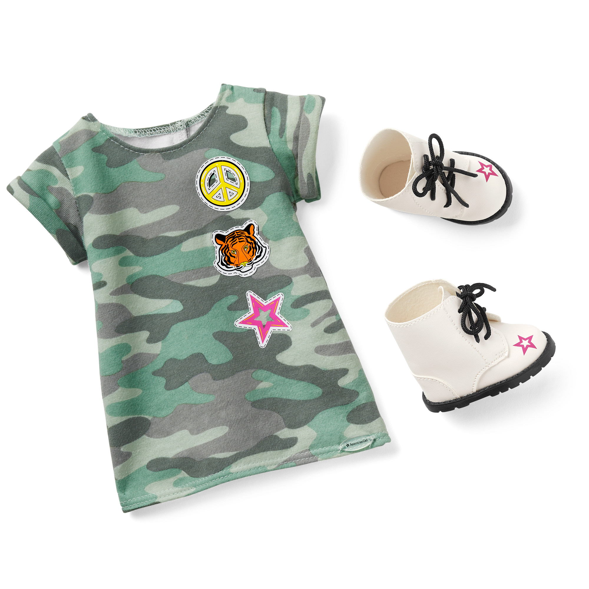 18-inch Doll Camo Dress Outfit with White Boots