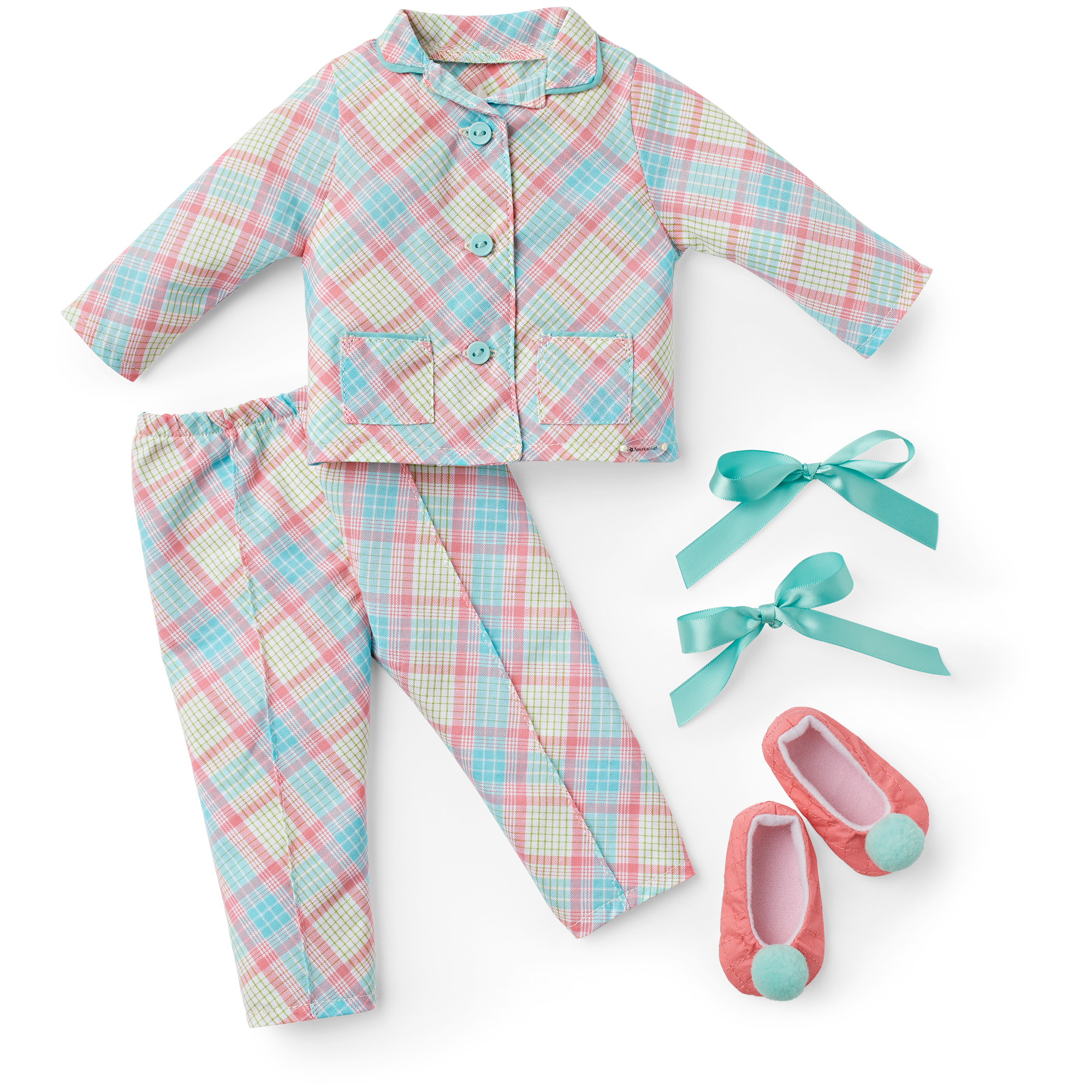Melody’s Plaid Pajama Set for 18-inch Dolls with Ballet Slippers