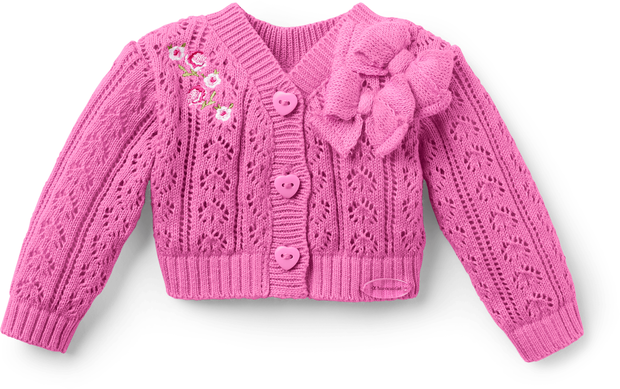 LoveShackFancy Pink Heart Cardigan for 18" Dolls