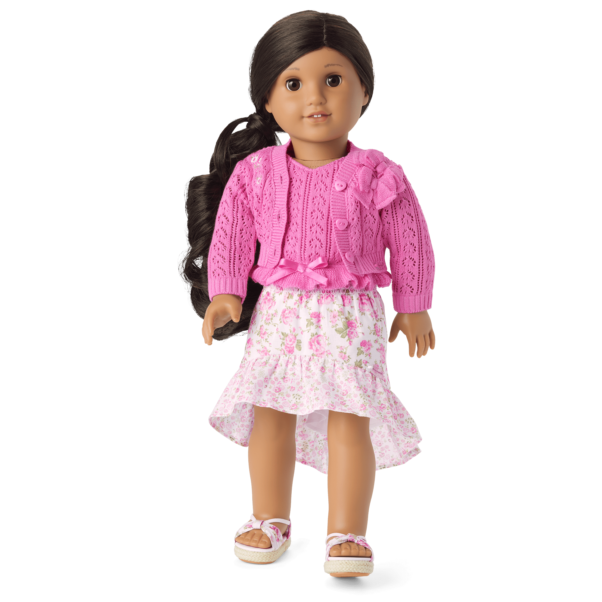 LoveShackFancy Pink Heart Cardigan for 18" Dolls