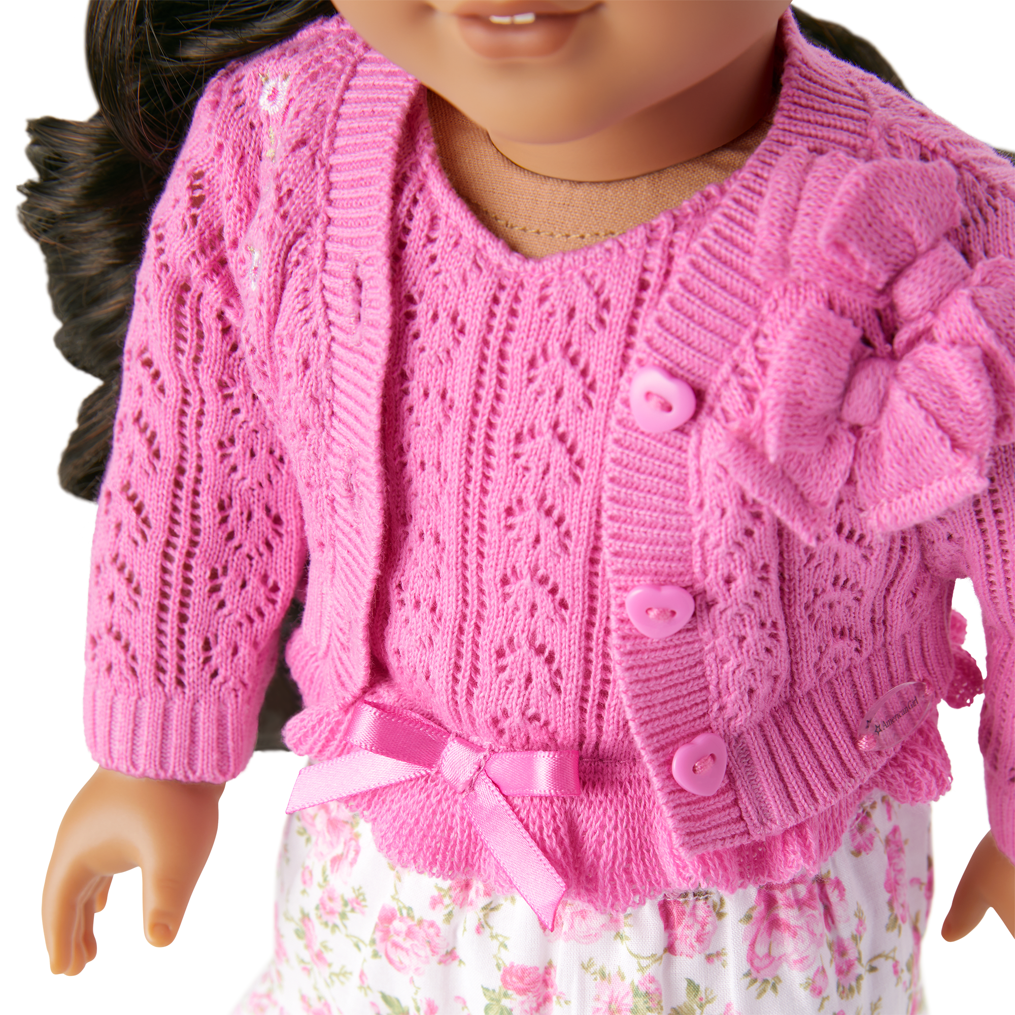 LoveShackFancy Pink Heart Cardigan for 18" Dolls