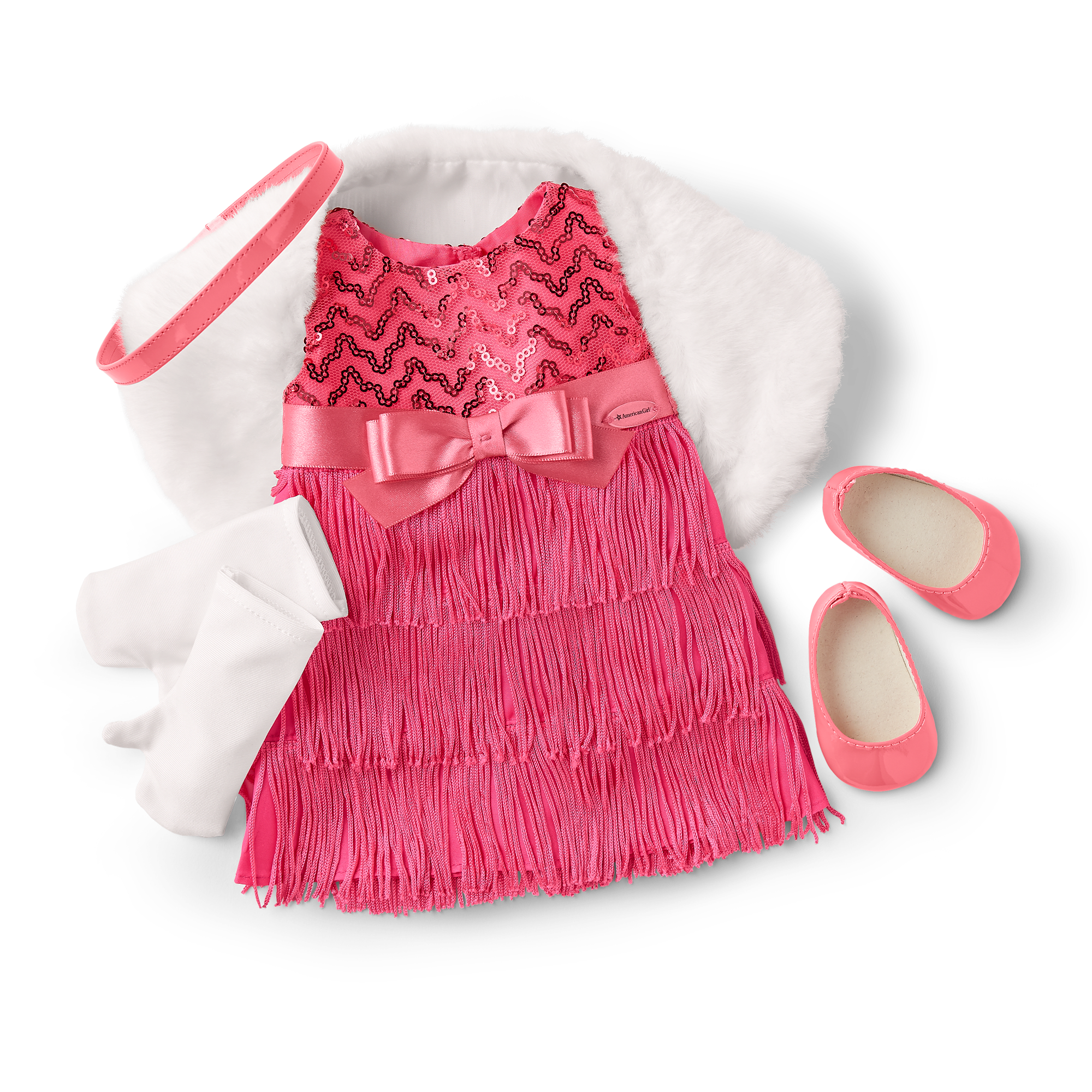Melody’s 1960s Pink Fringe Dress Outfit for 18-Inch Dolls