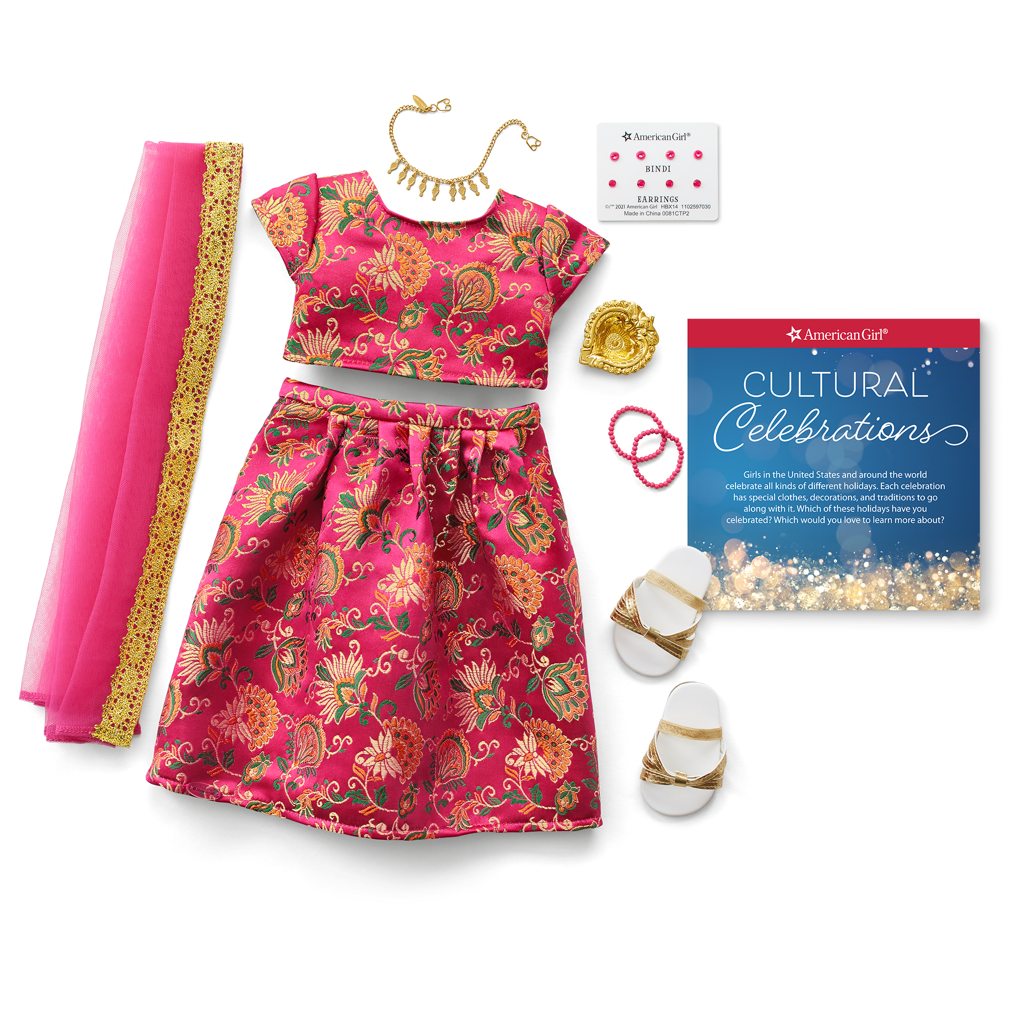 Diwali Doll Outfit for 18-inch Dolls with Accessories