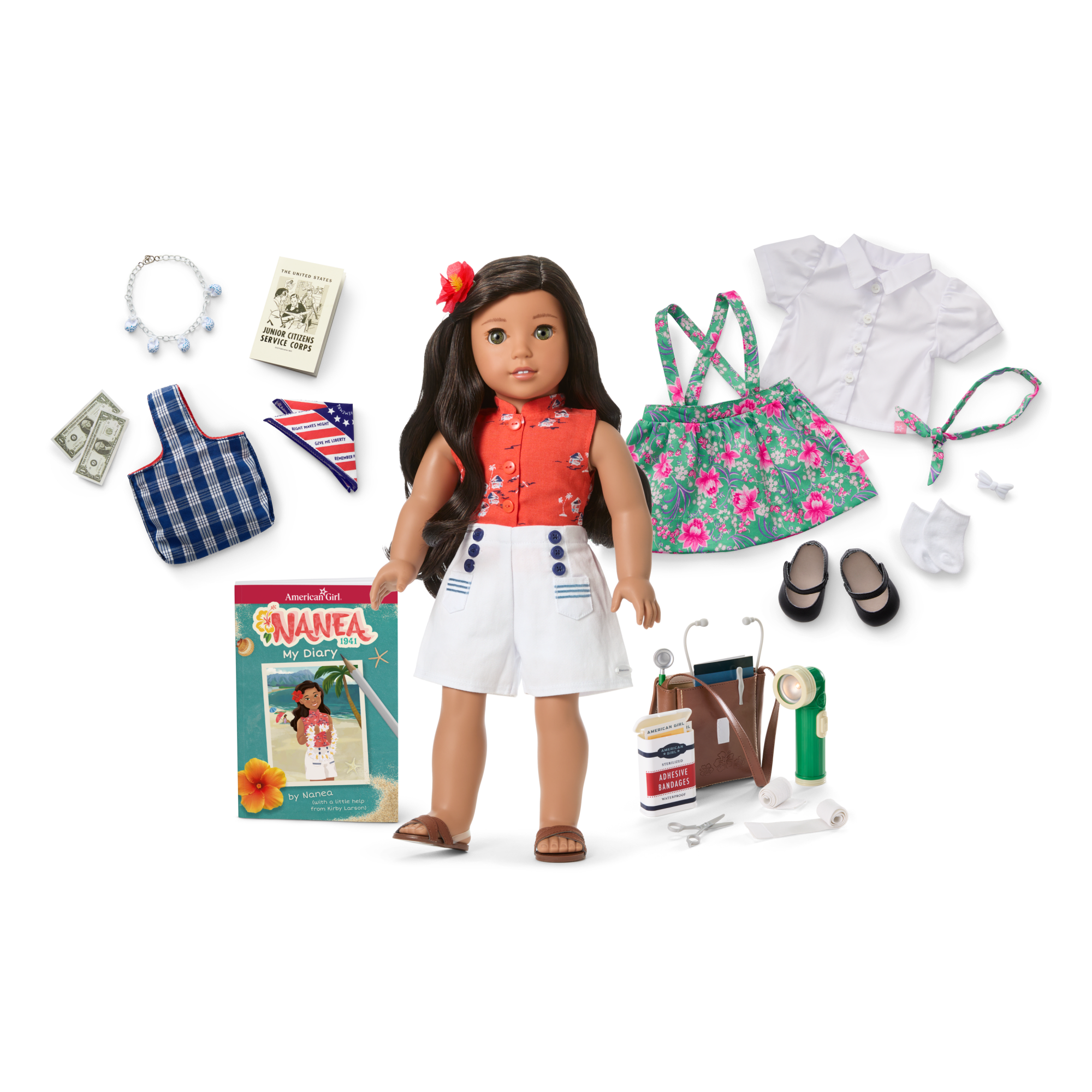 Nanea Mitchell 18" Doll & Volunteer Gift Set with 1940s Outfits & Accessories