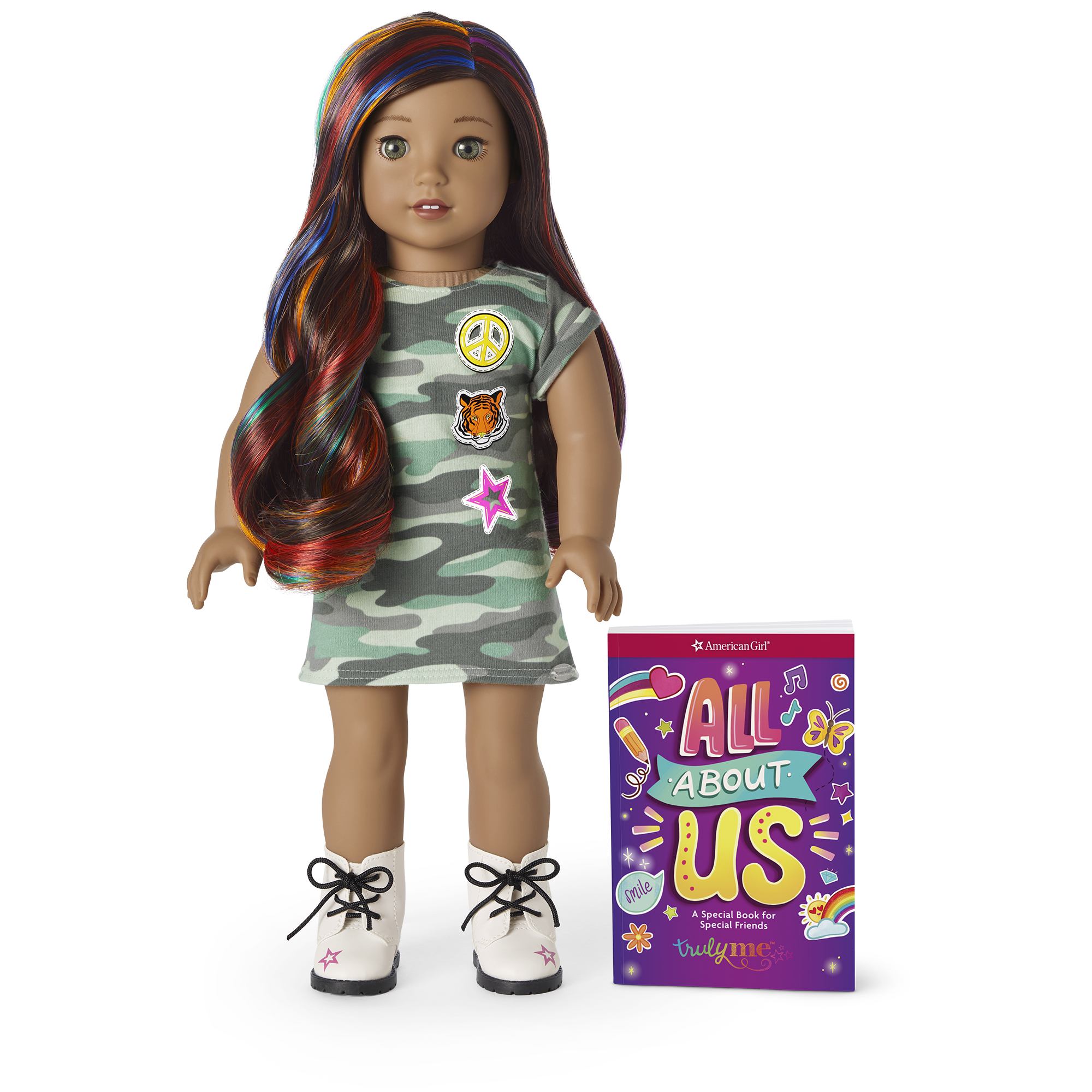 Truly Me 18" Doll with Wavy Dark-Brown Hair & Rainbow Highlights