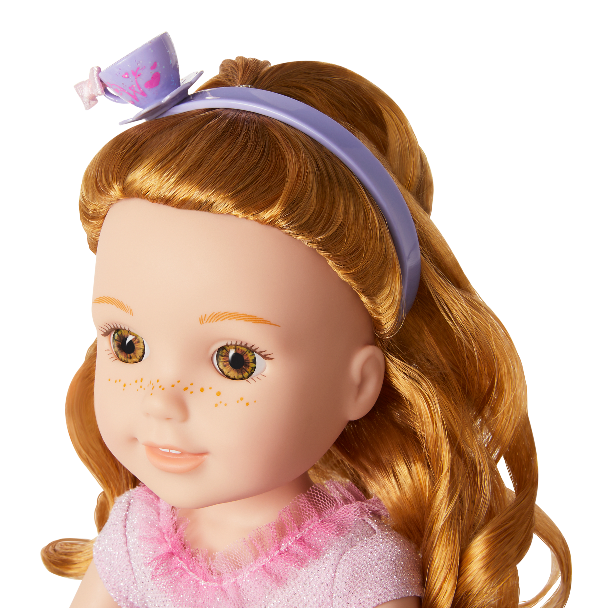 Royal Pink Dress Outfit for WellieWishers Dolls with Crown & Flats