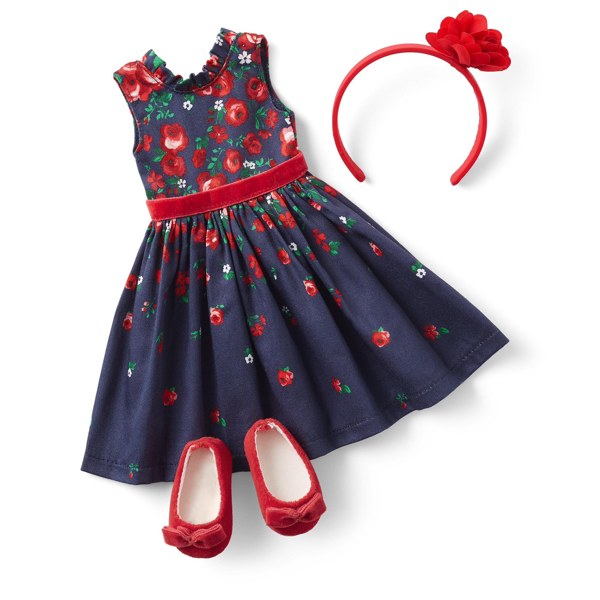 American Girl WellieWishers Floral Party Dress with Ballet Flats