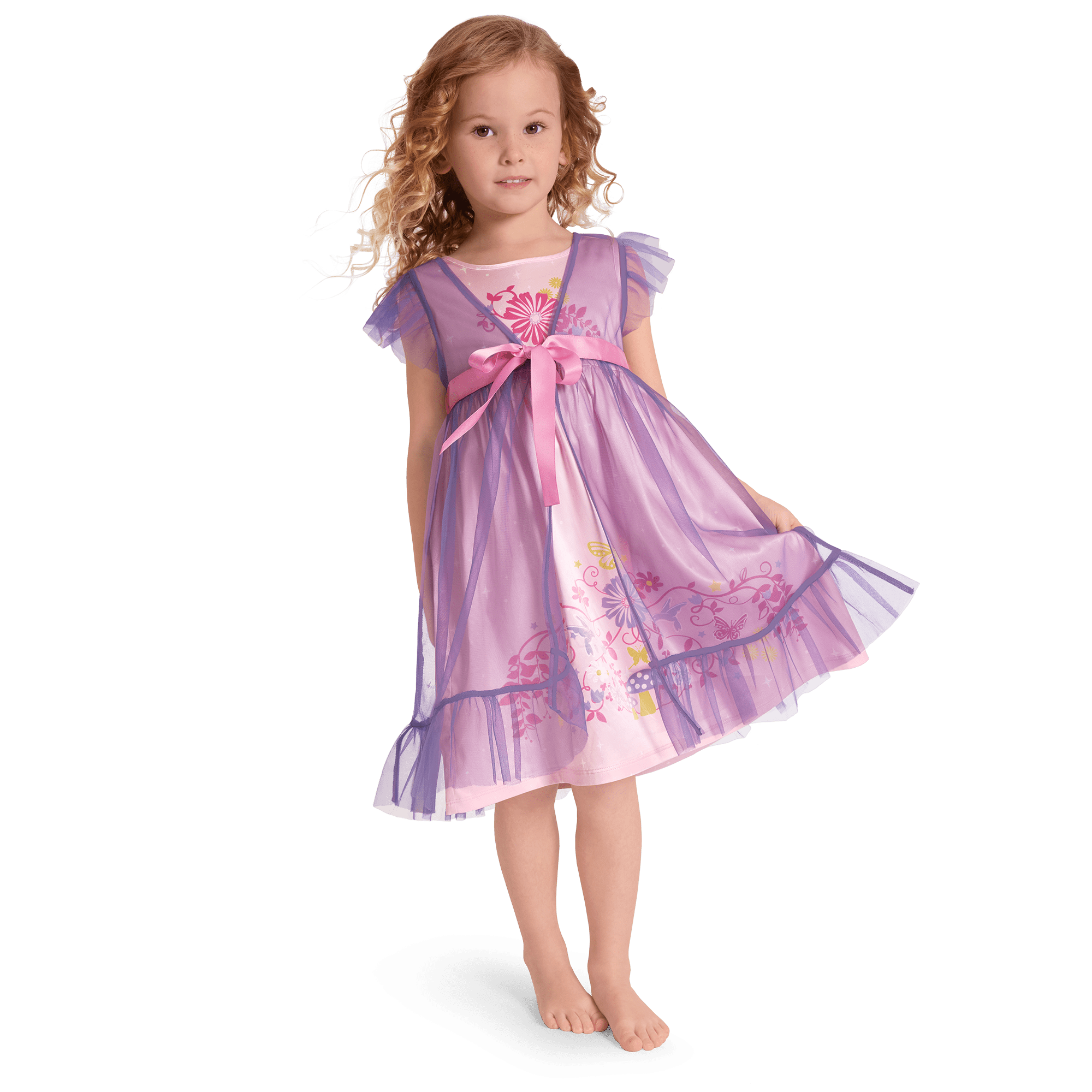 Pink Satin Nightie & Robe Set for Girls 4-7