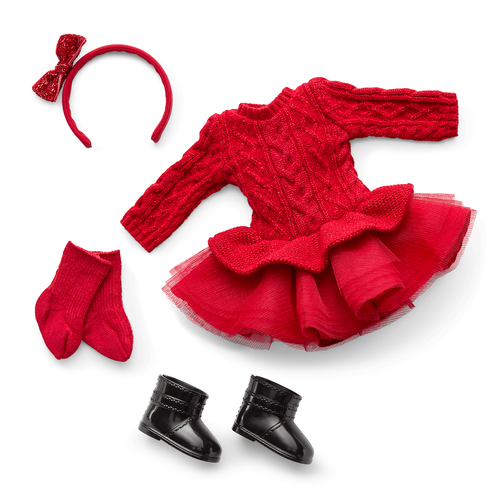 WellieWishers Crimson Sparkle Sweater Dress for Girls with Tulle Skirt