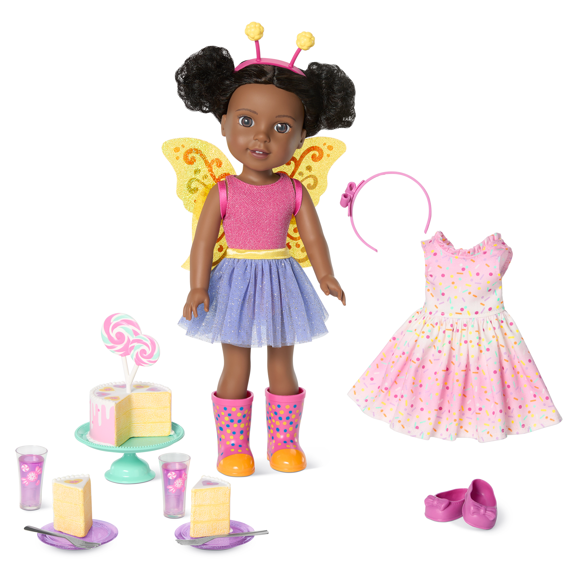 WellieWishers Kendall Doll Party Set with Sparkly Outfit & Cake