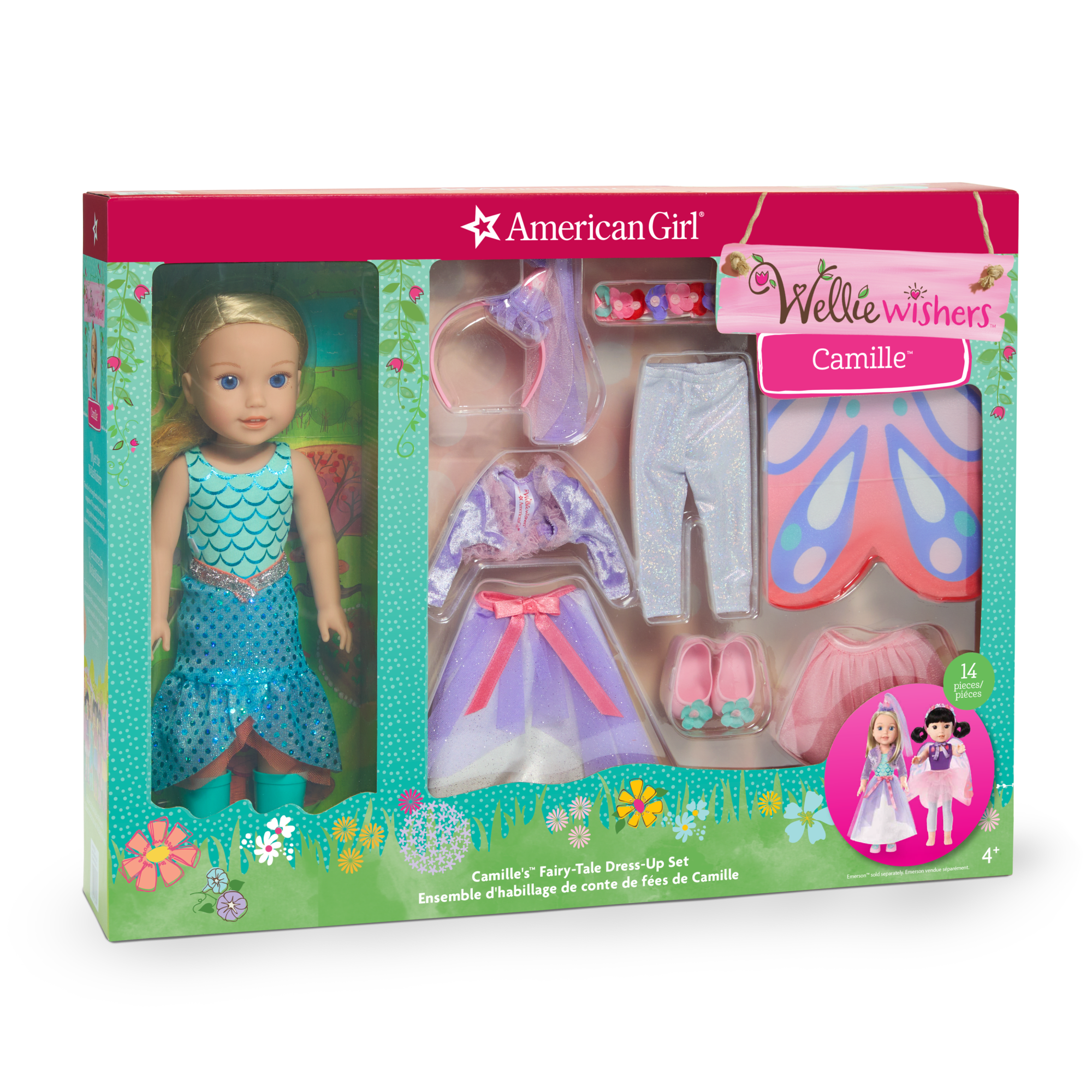 WellieWishers Camille Fairy-Tale Dress-Up Doll Set with Accessories