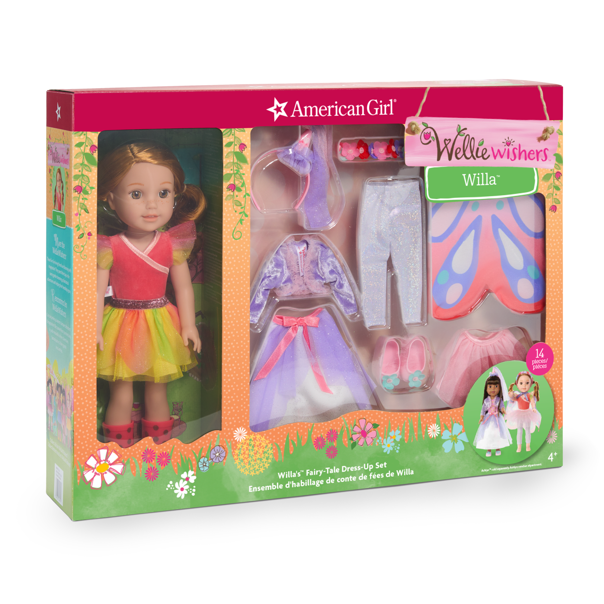 WellieWishers Willa Fairy-Tale Dress-Up Doll Set with 14+ Accessories