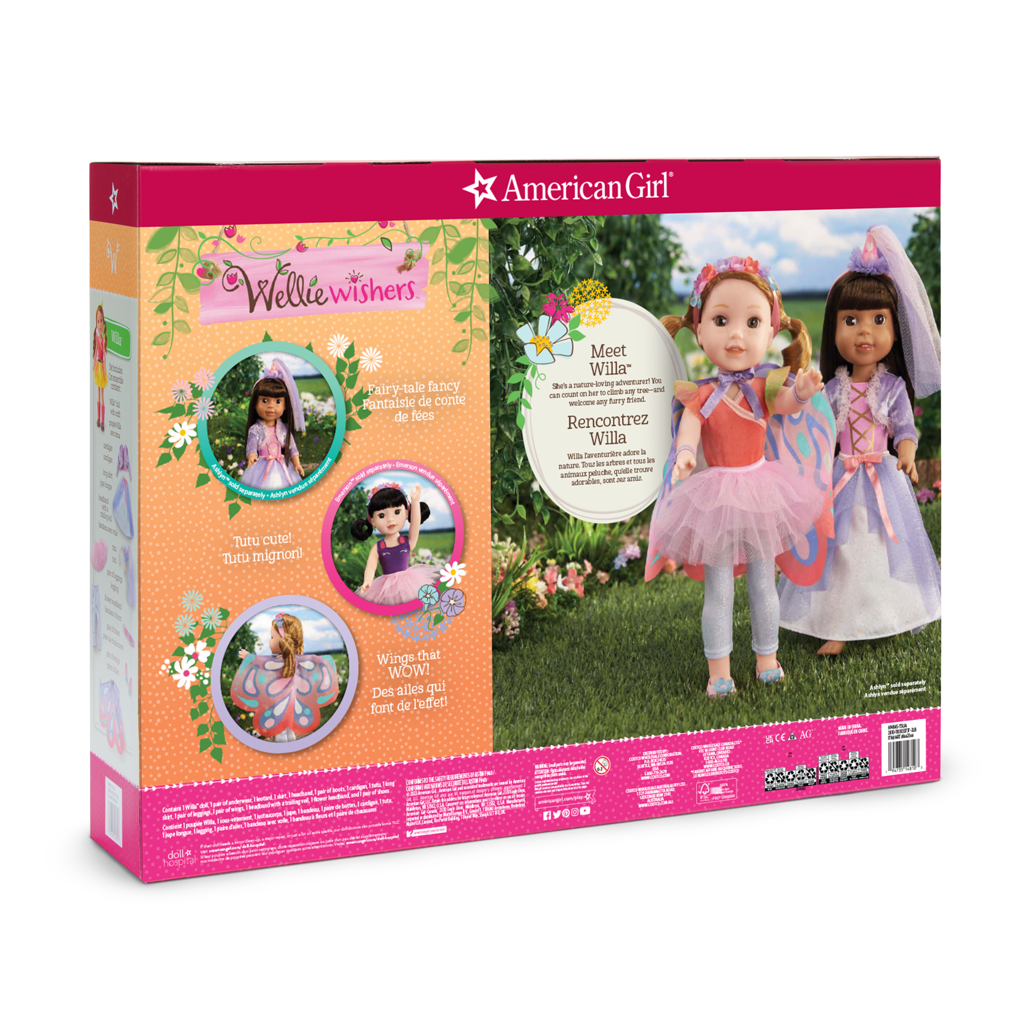 WellieWishers Willa Fairy-Tale Dress-Up Doll Set with 14+ Accessories