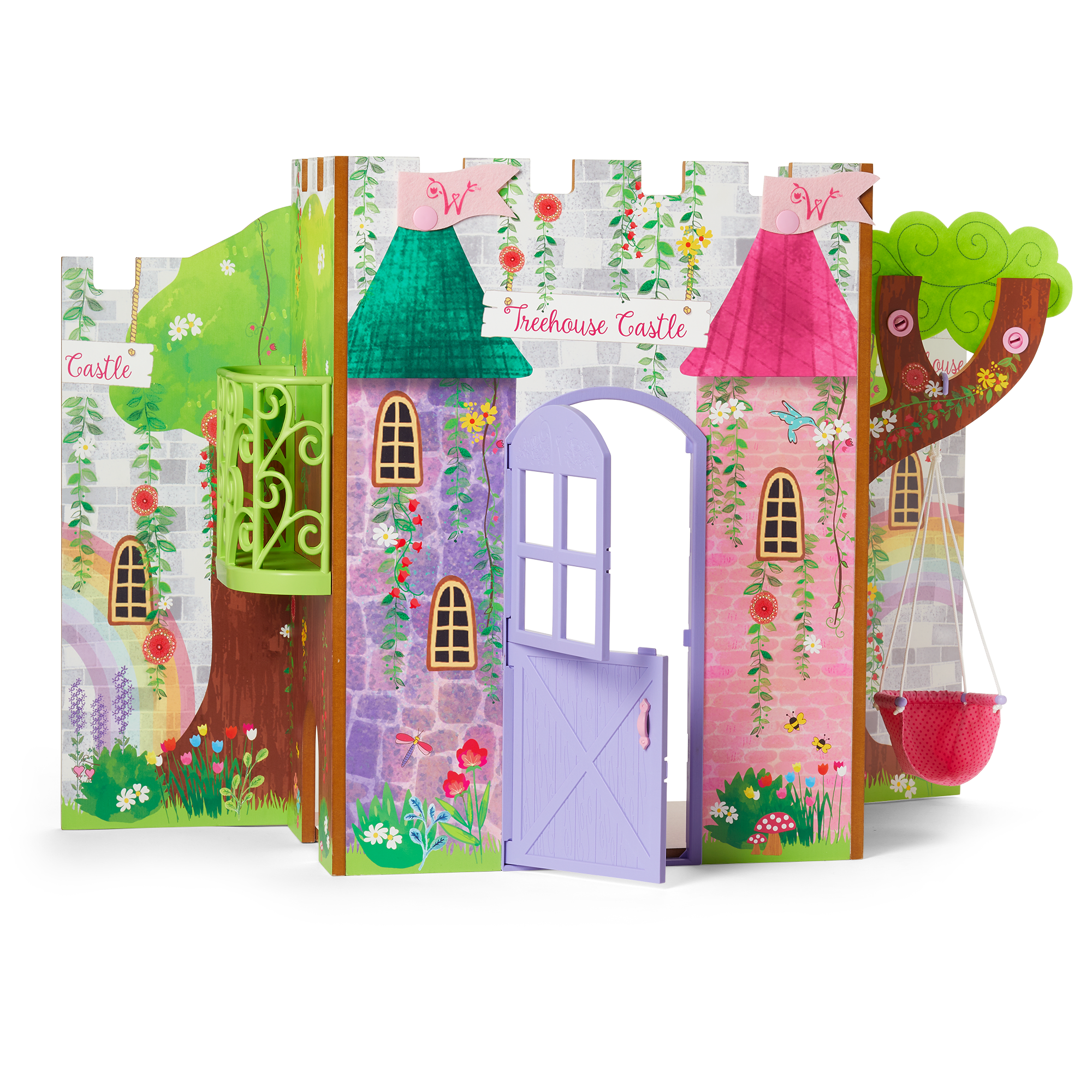 WellieWishers Treehouse Dollhouse Castle with Swing & Accessories