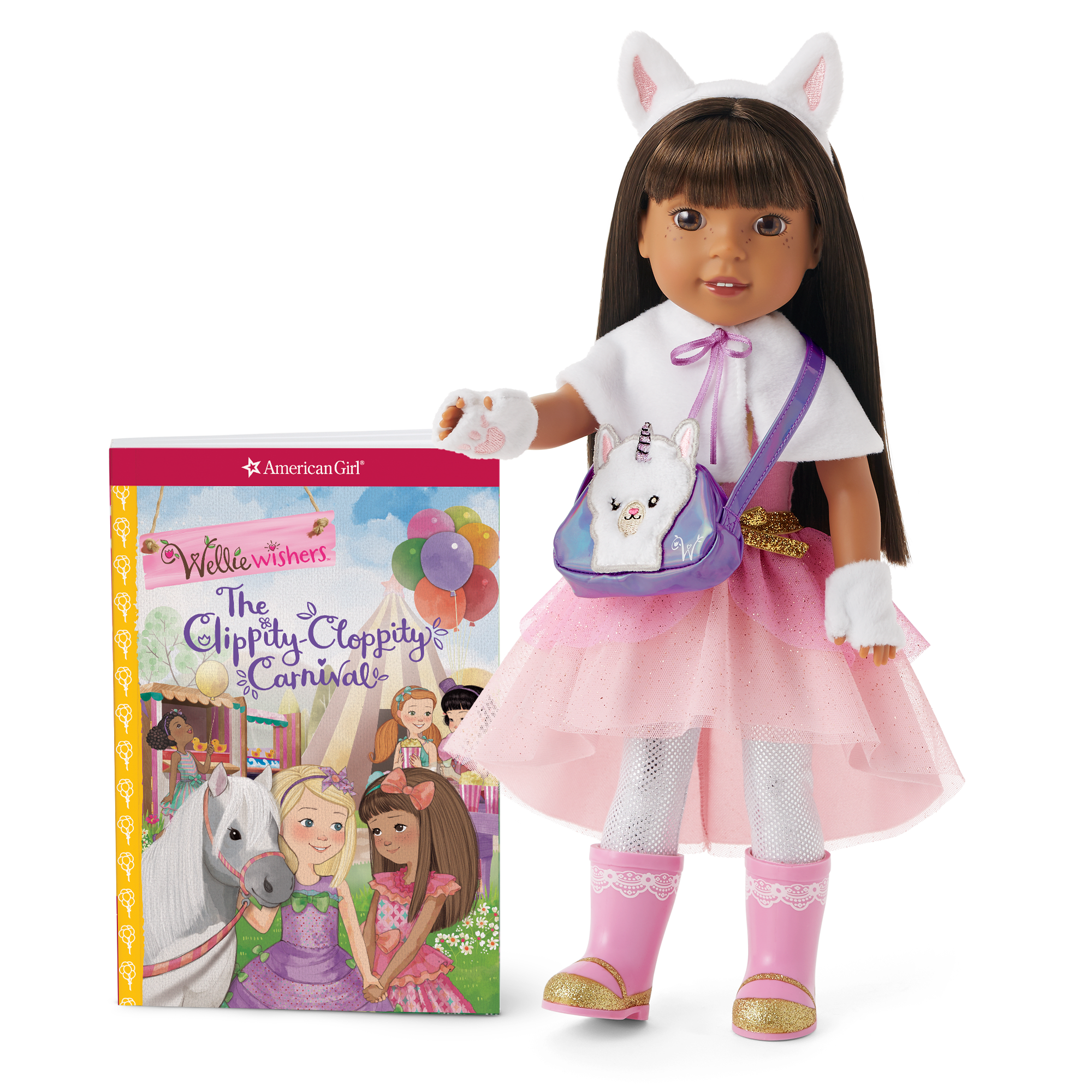 WellieWishers Ashlyn Doll with Book & Llamacorn Accessories