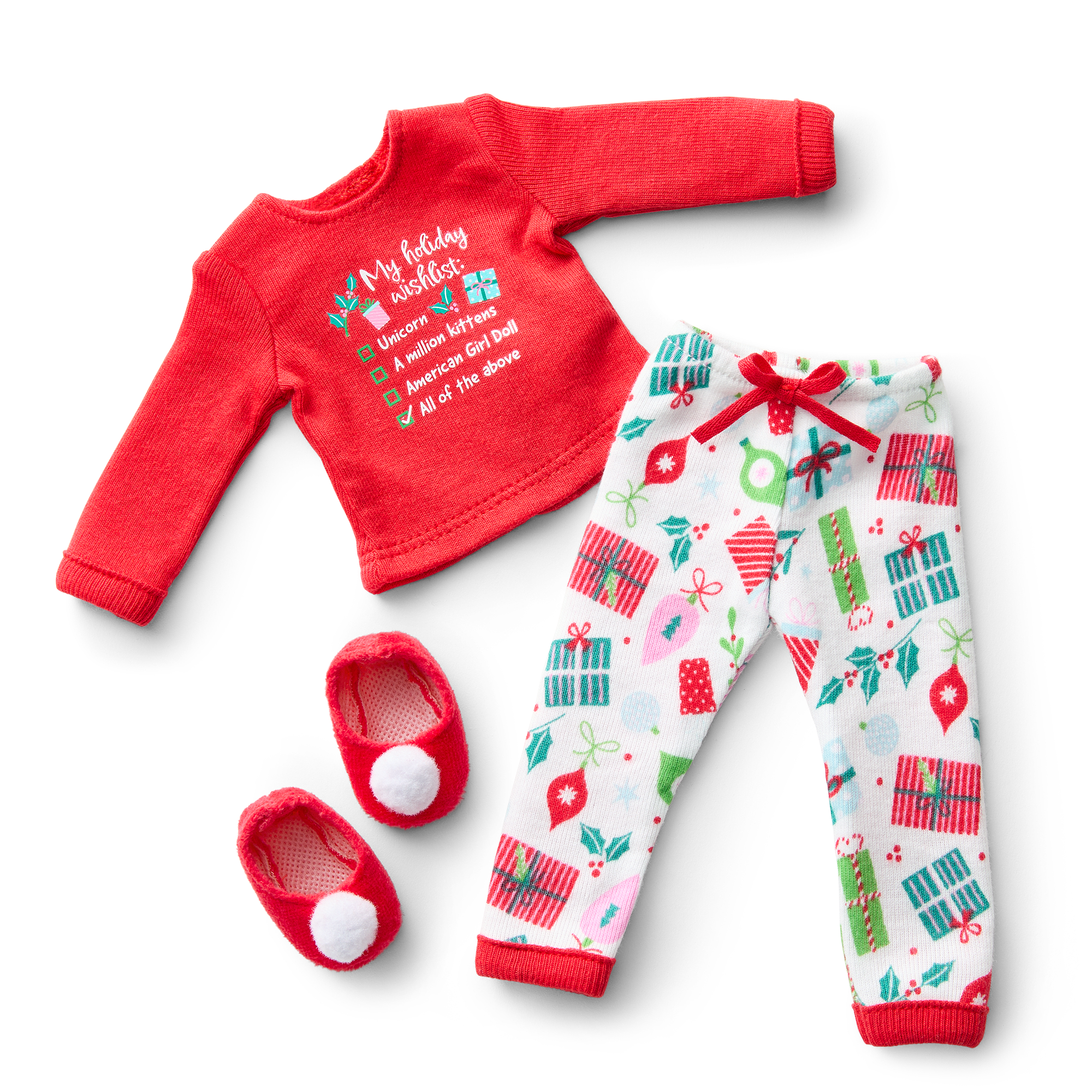 WellieWishers™ Doll Holiday Pajama Set with Slippers