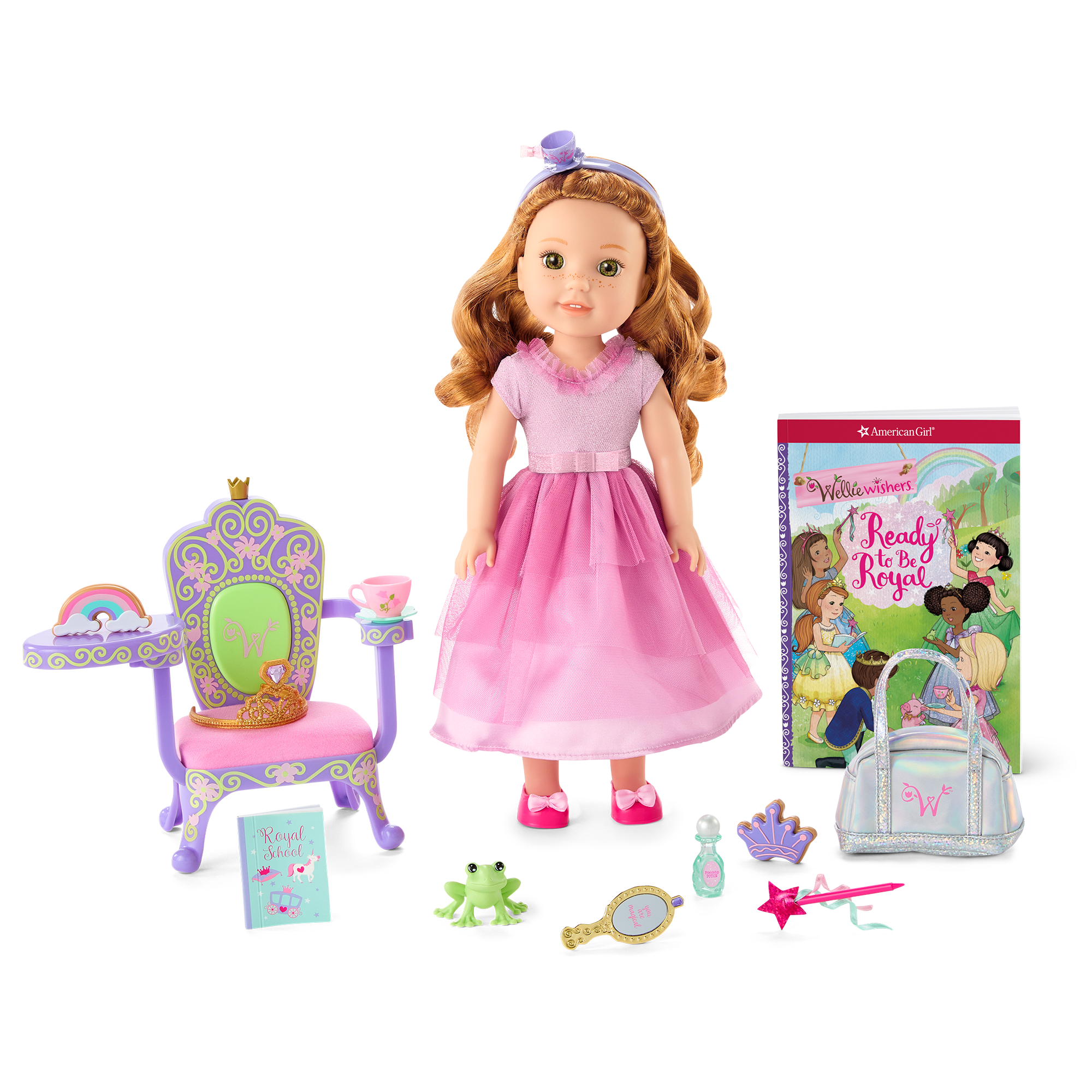 WellieWishers Royal Princess Doll Bundle with Throne Desk & Dress