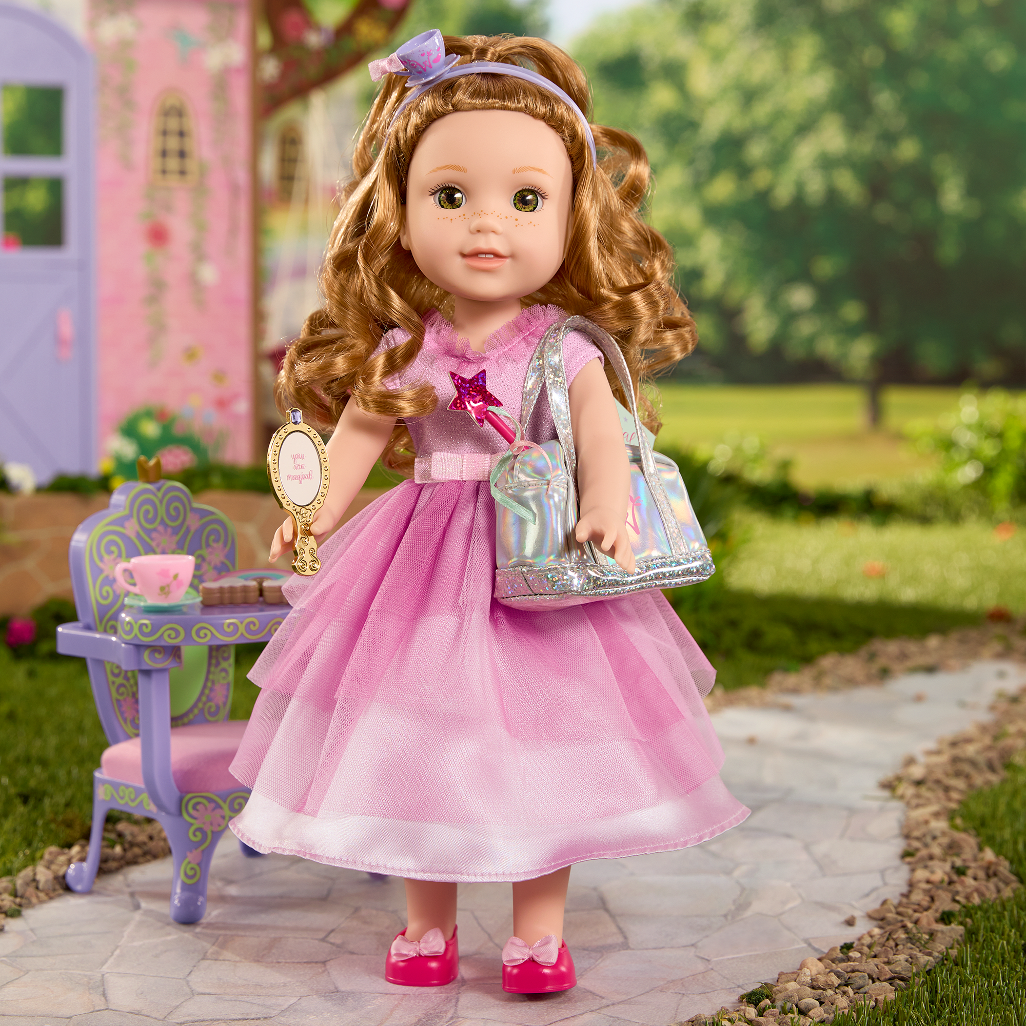WellieWishers Royal Princess Doll Bundle with Throne Desk & Dress