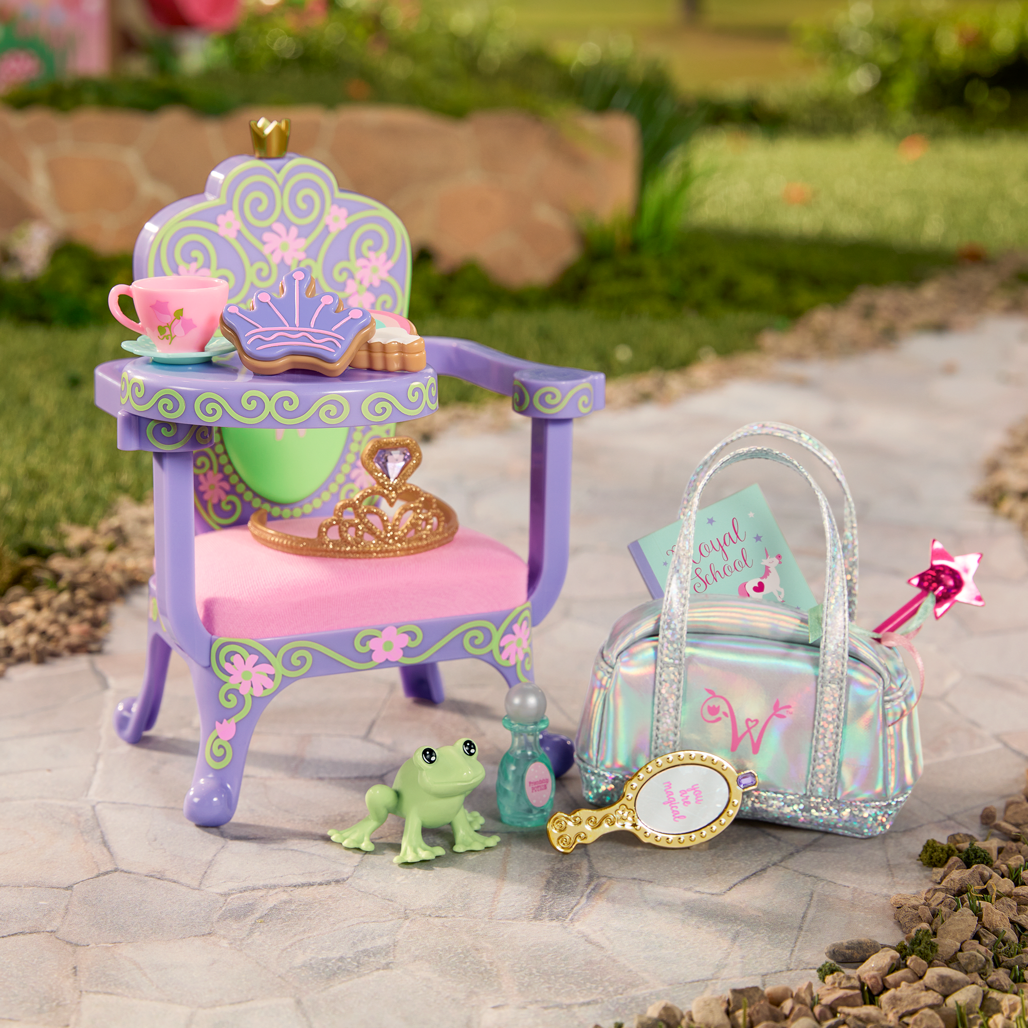 WellieWishers Royal Princess Doll Bundle with Throne Desk & Dress