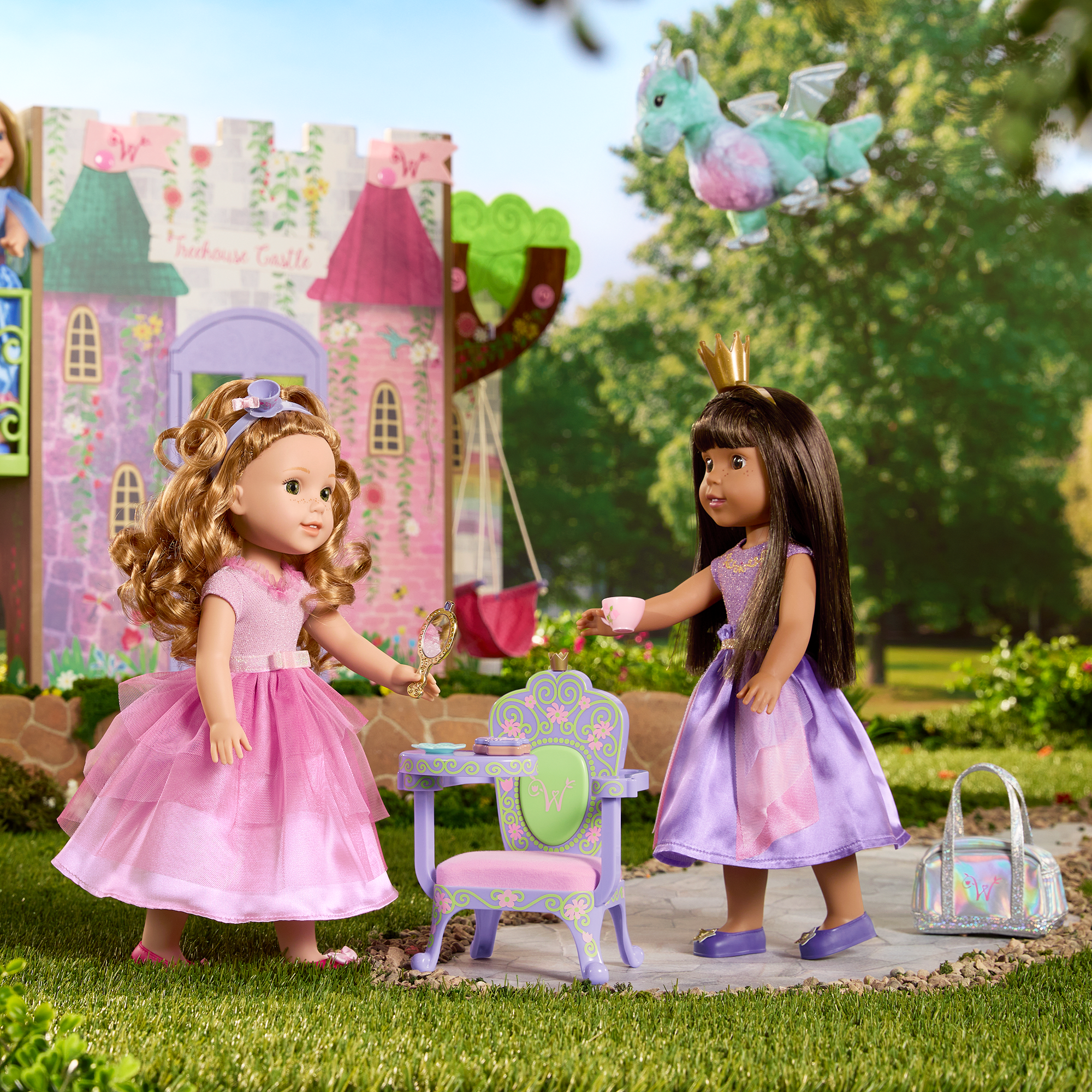 WellieWishers Royal Princess Doll Bundle with Throne Desk & Dress