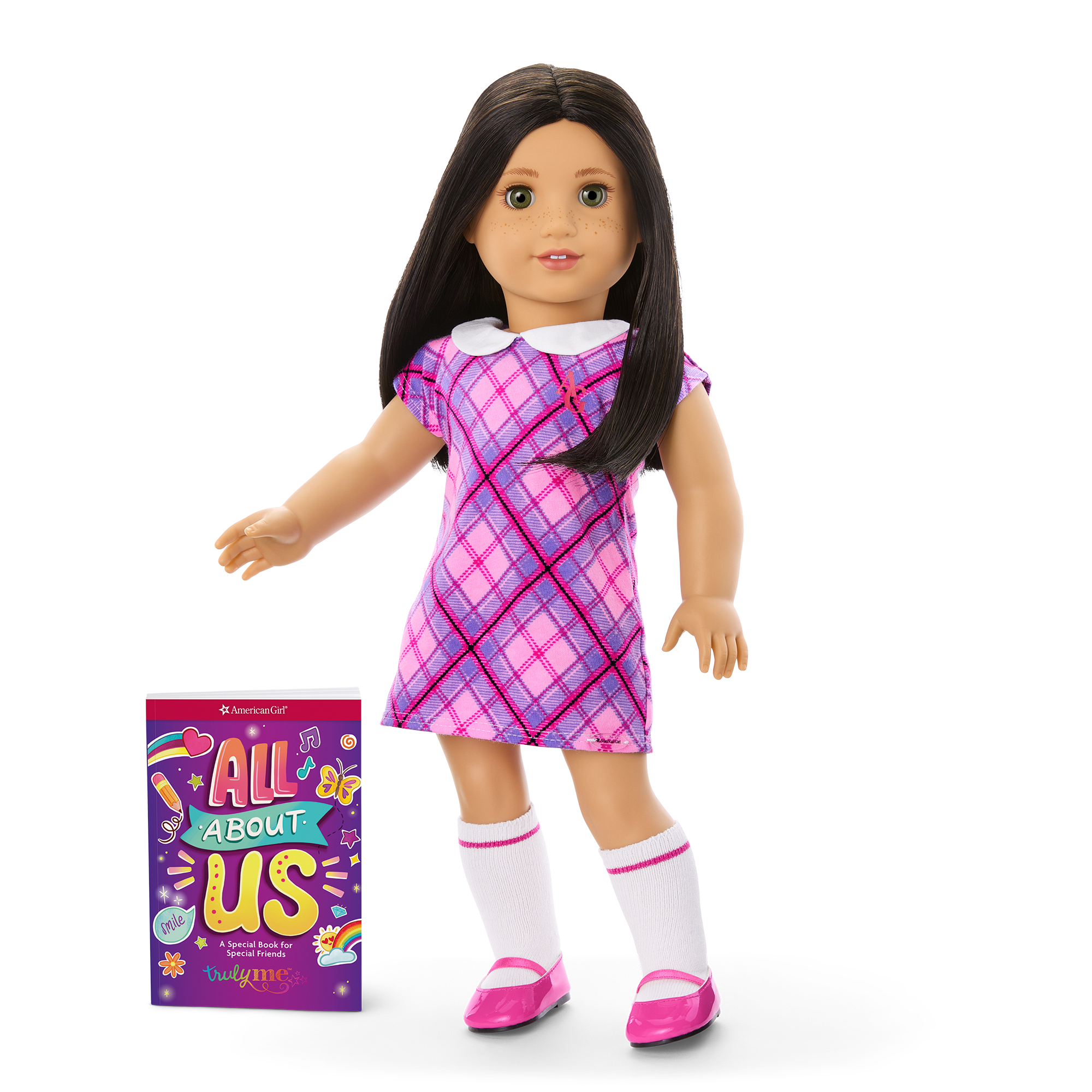 American Girl Truly Me Doll #128 with Long Black-Brown Hair & Freckles