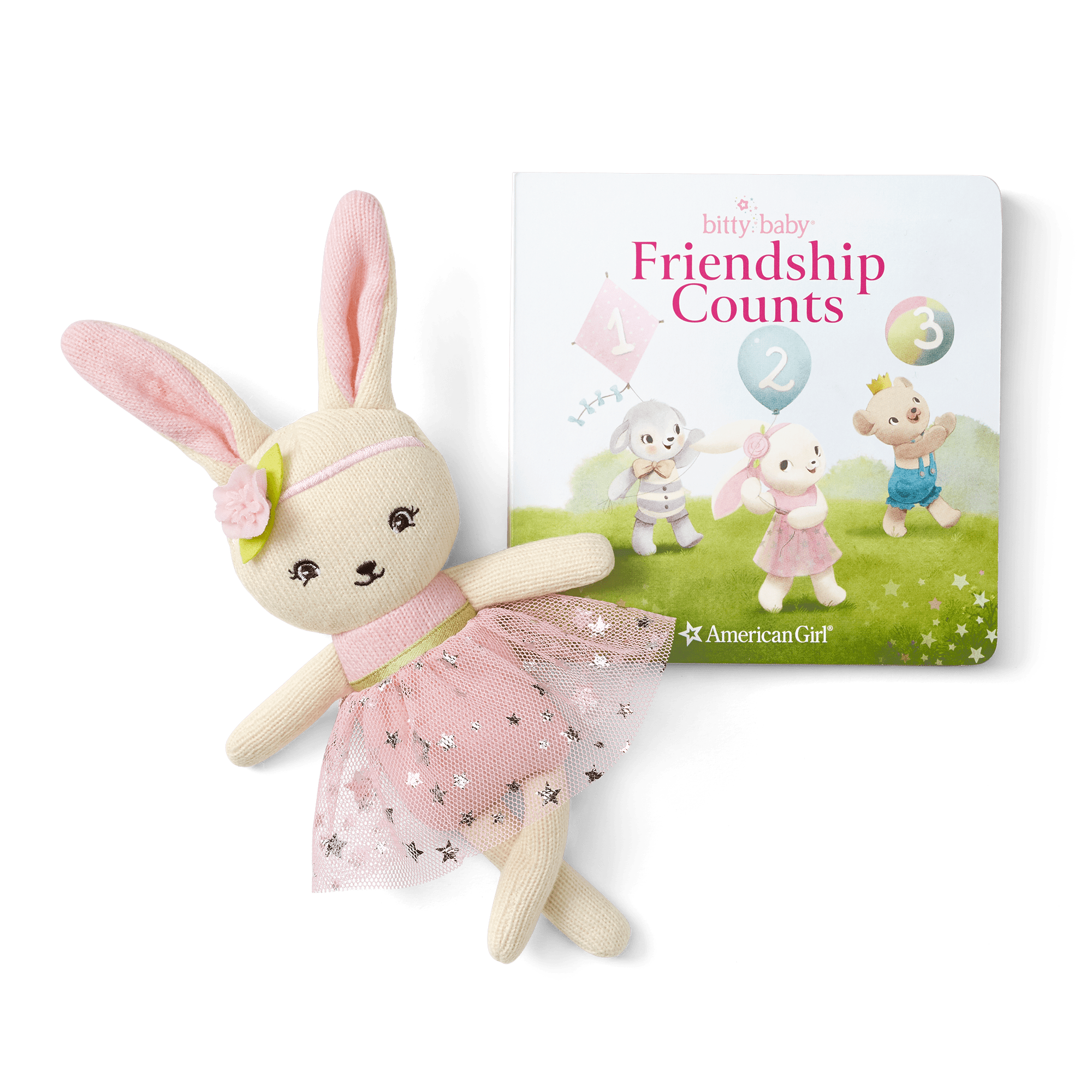Bitty’s Bunny Plush Toy with Board Book for Kids