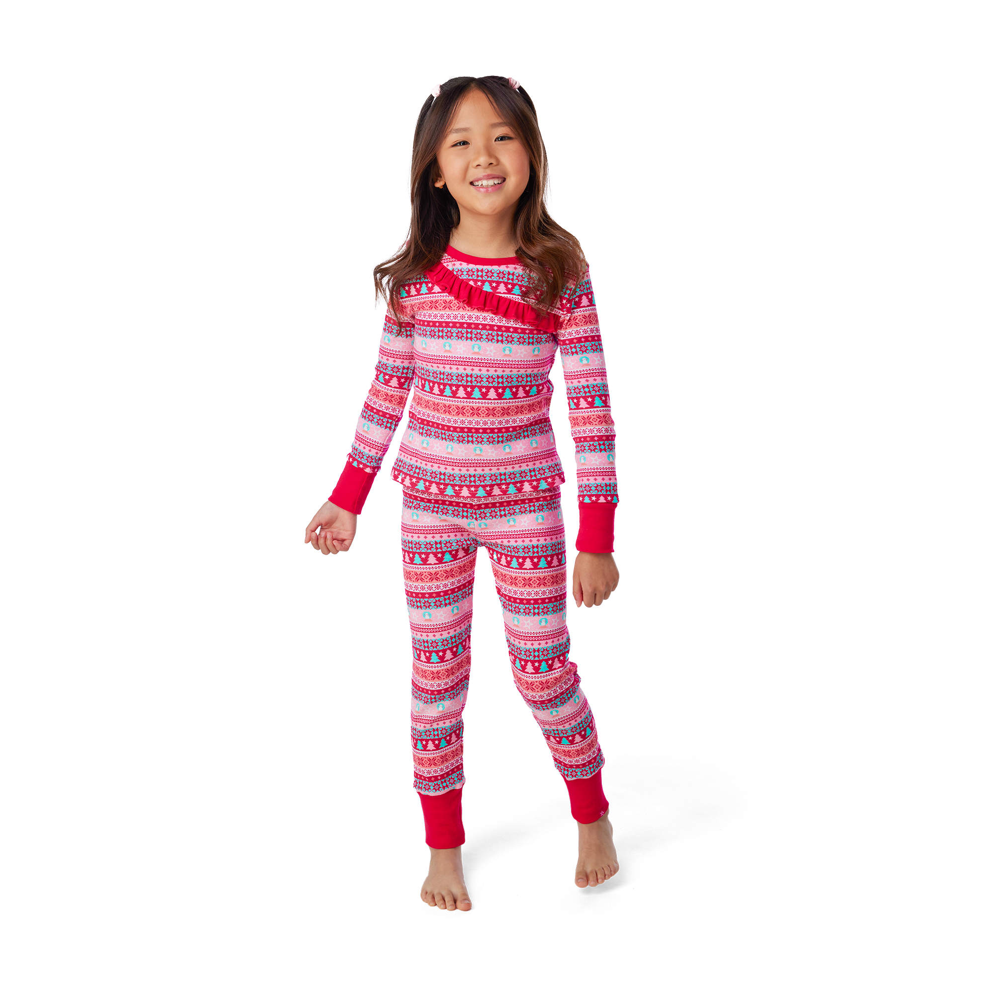 Girls' Fair Isle Holiday Pajama Set with Matching Doll PJs