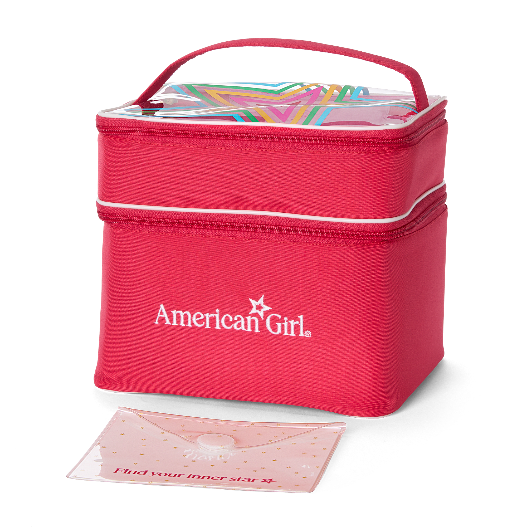 American Girl Travel Accessory Case with Zippered Compartments & Star Print