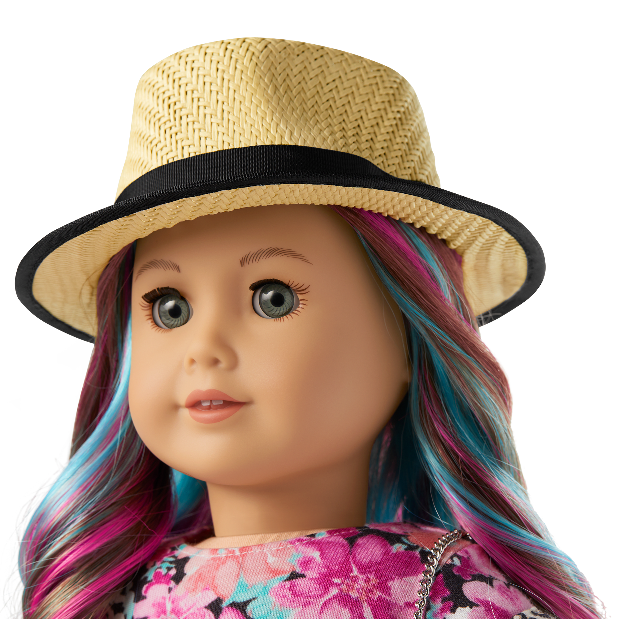 18-Inch Doll Accessories Set - Leopard Leggings, Straw Hat & Pink Purse