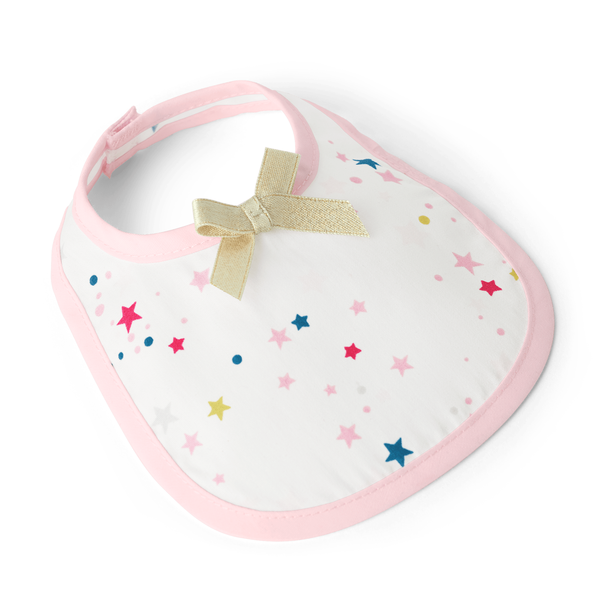 Bitty's™ Star-Print Baby Bib with Gold Bow