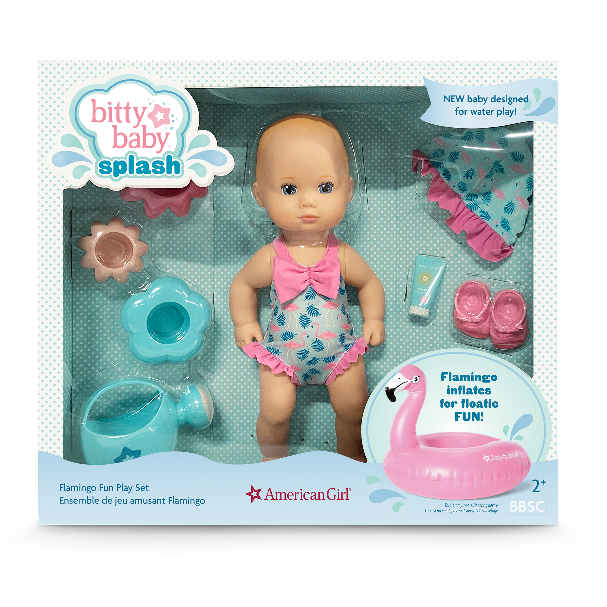 Bitty Baby Splash Flamingo Water Play Set with Floating Doll
