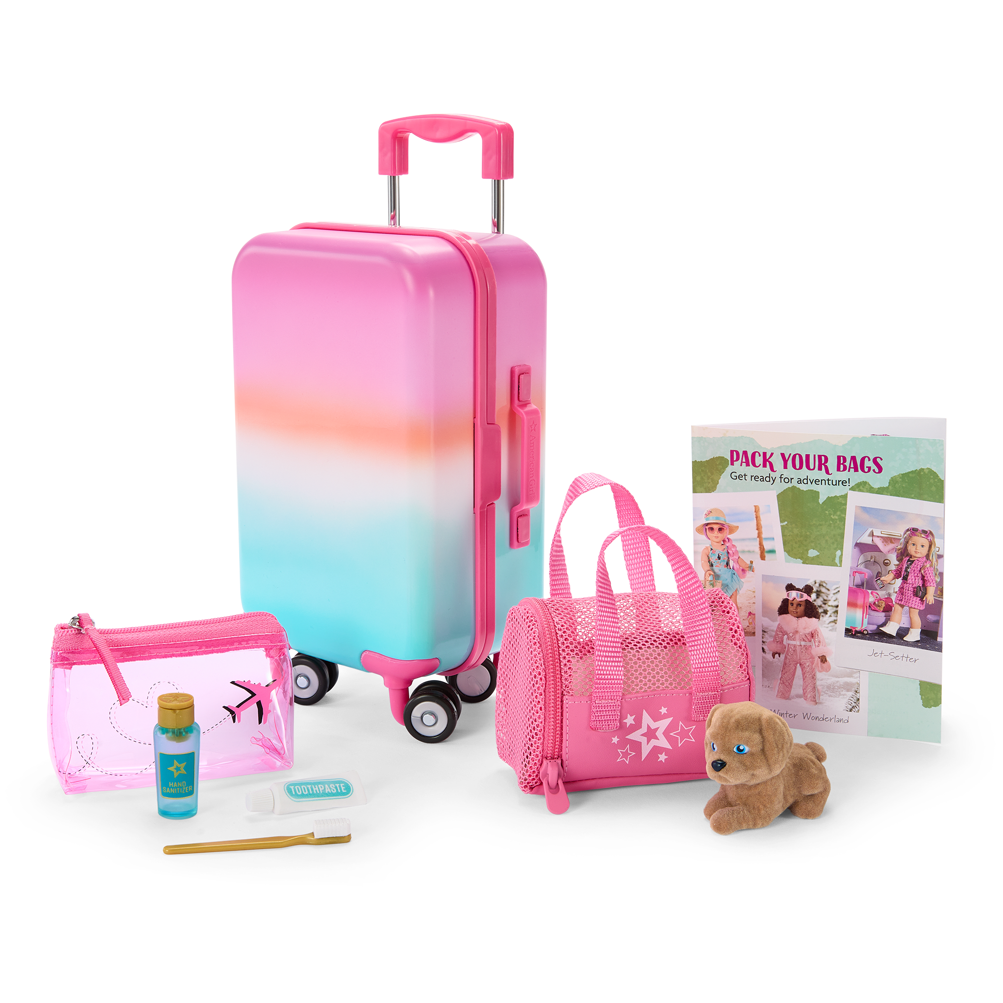 18-Inch Doll Luggage Set with Pet Carrier & Toiletry Bag
