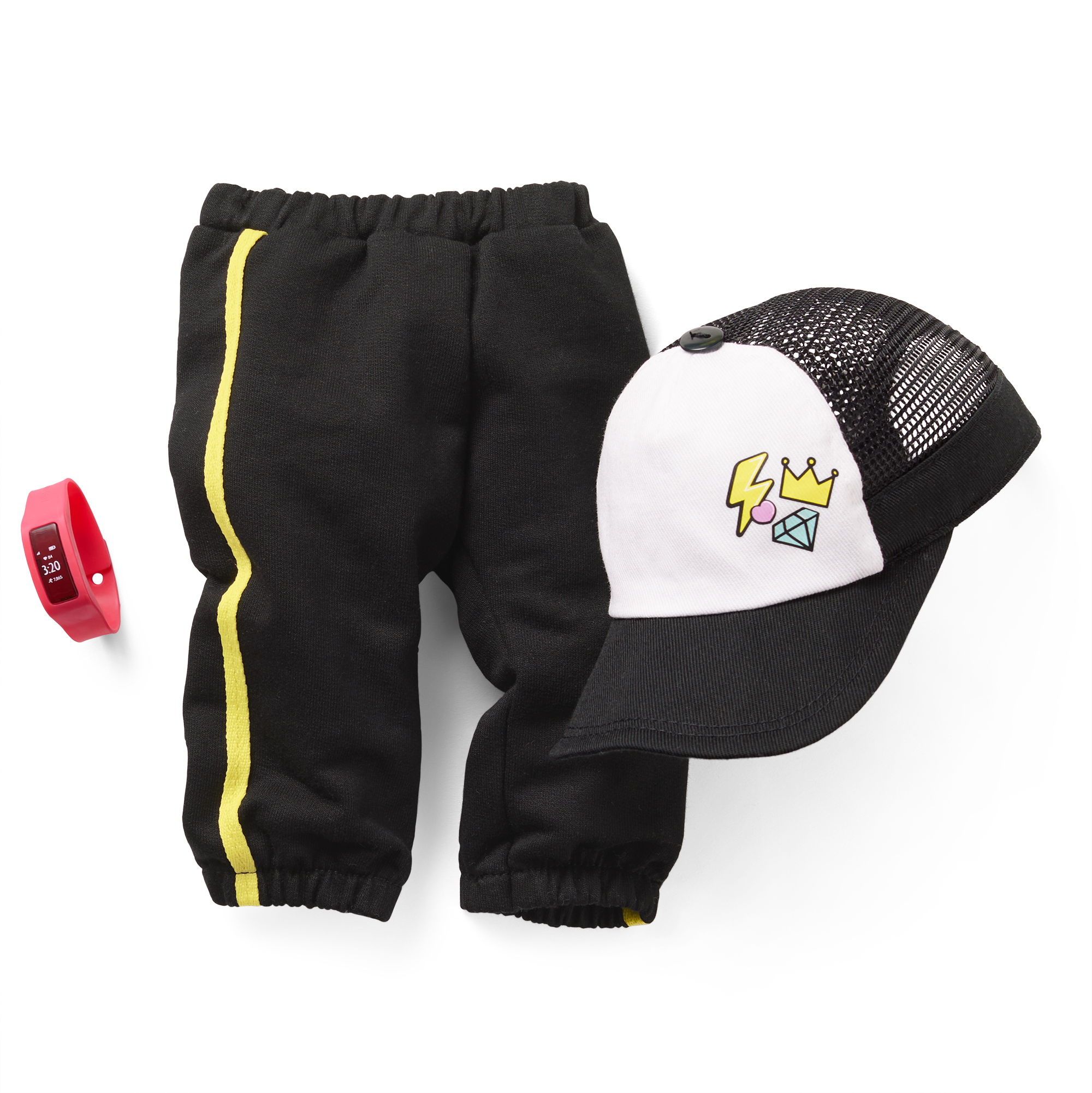 Sporty Accessories Set for 18-inch Dolls - Joggers, Cap & Watch