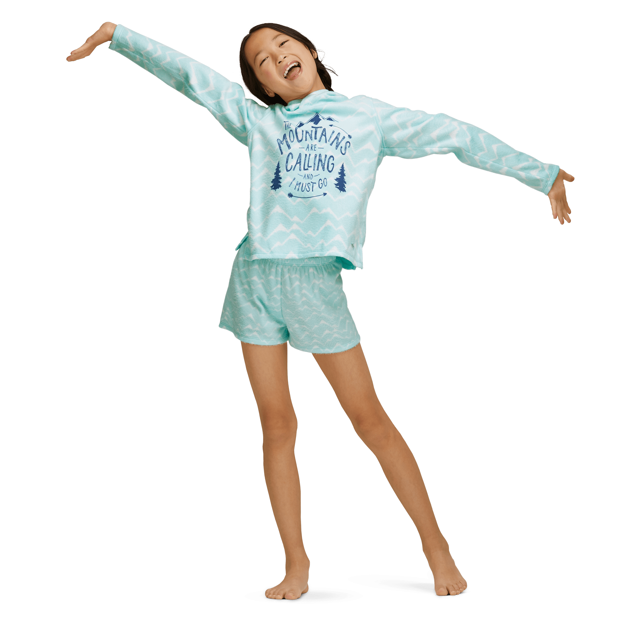 Corinne’s Girls Powder Blue Fleece Pajama Set with Hoodie