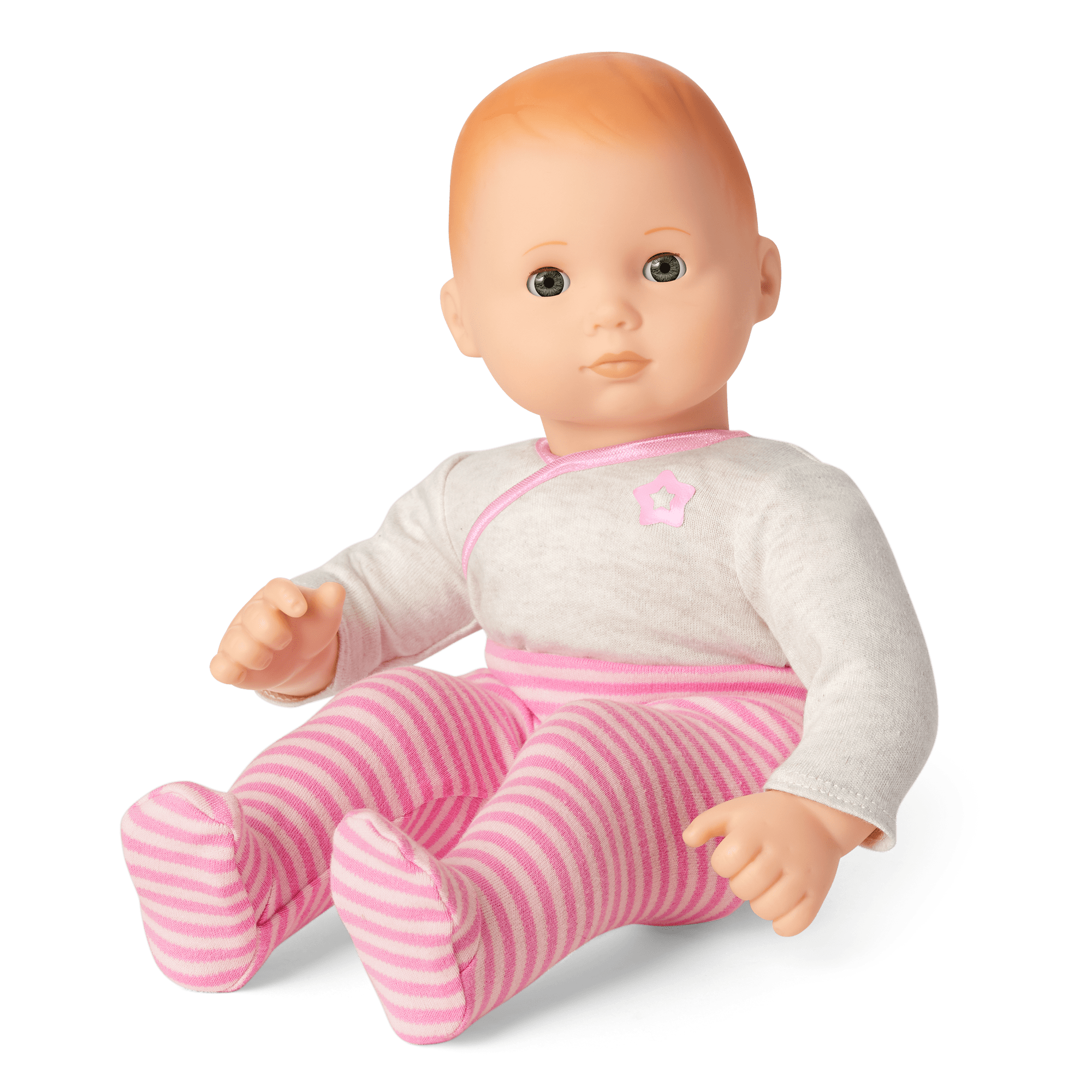 Bitty Baby Doll with Red Hair in Pink Outfit – 15" Cuddly Vinyl Doll